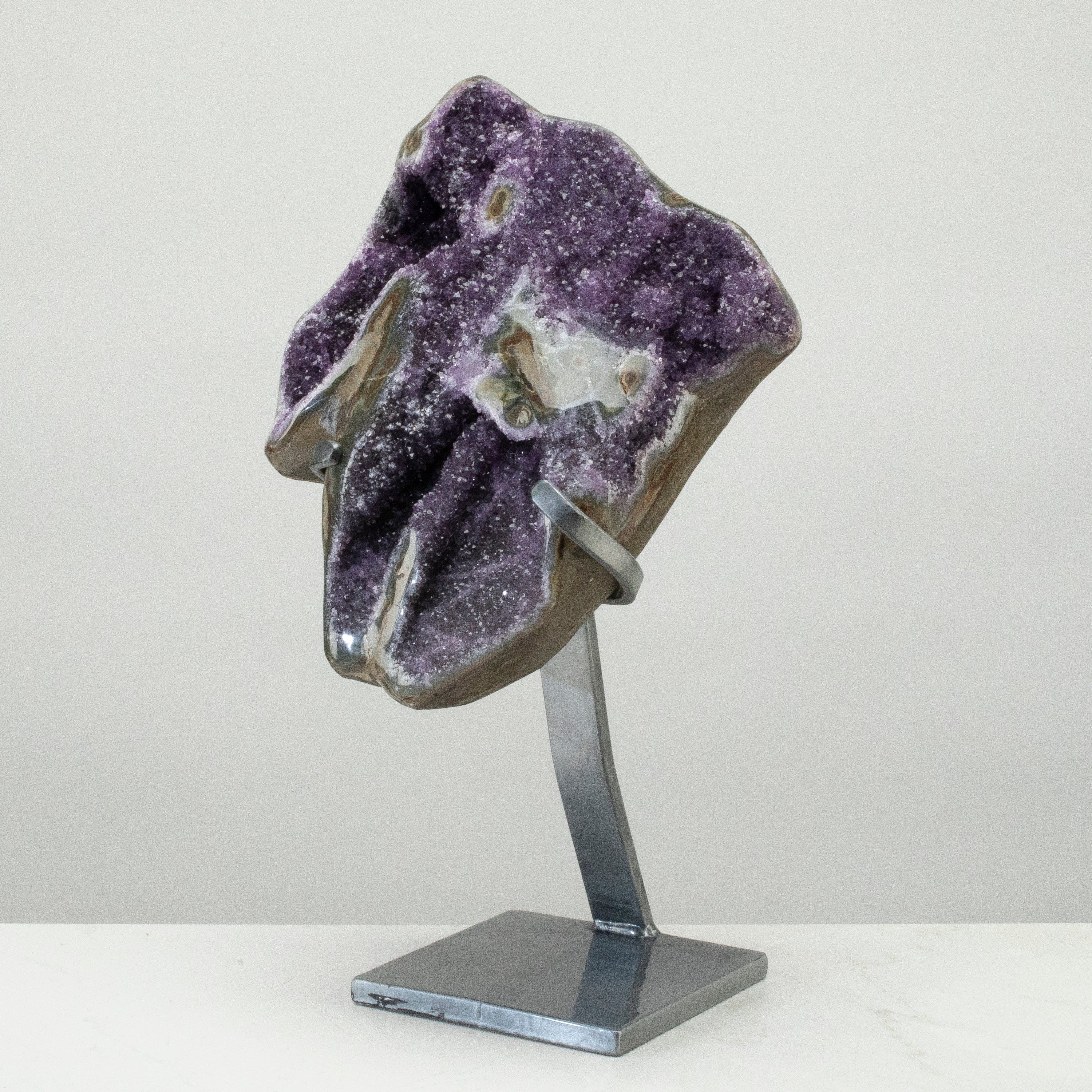 Kalifano Amethyst Uruguayan Amethyst Geode on Custom Stand - 18" / 27 lbs UAG7200.008