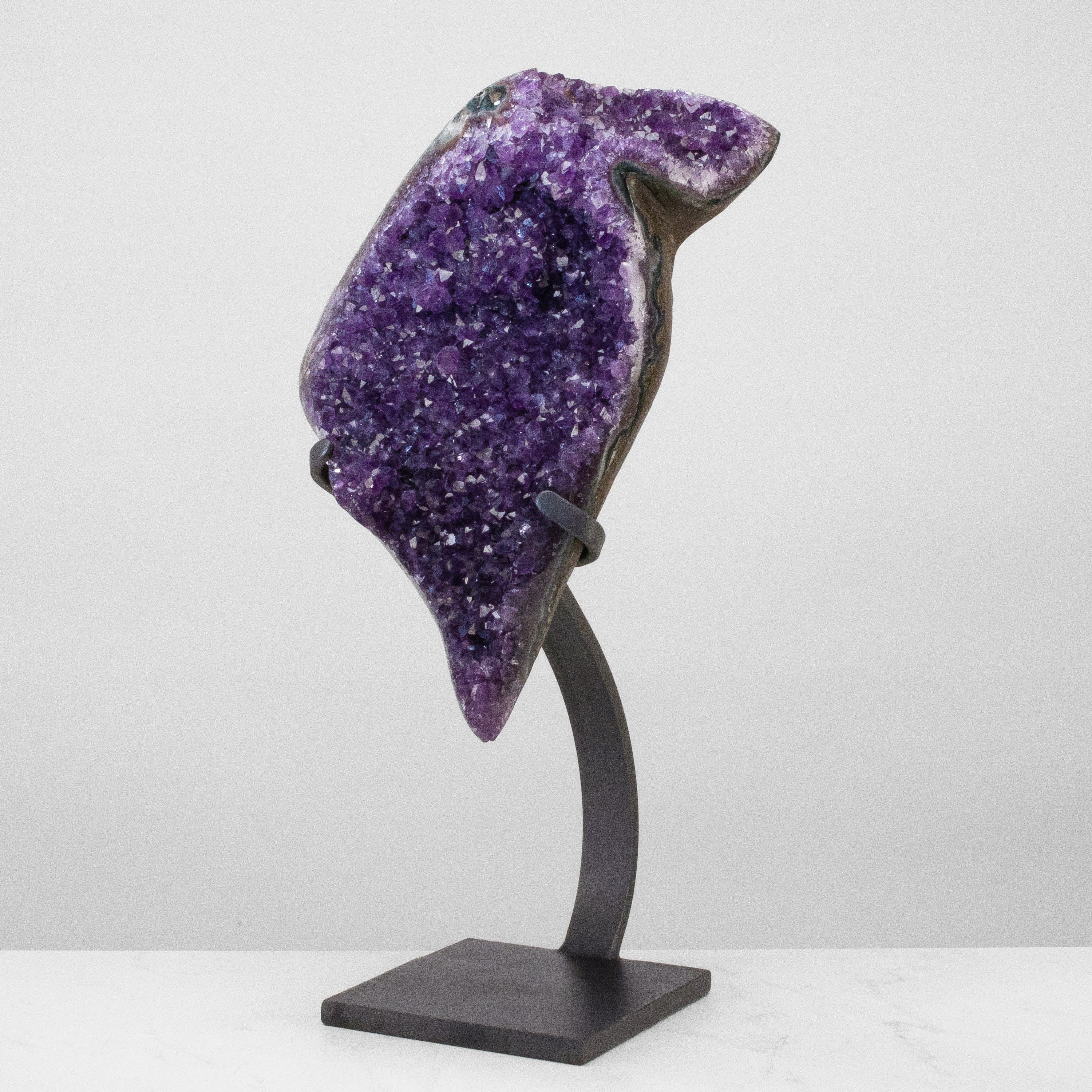 Kalifano Amethyst Uruguayan Amethyst Geode on Custom Stand - 19" / 22 lbs UAG6400.006