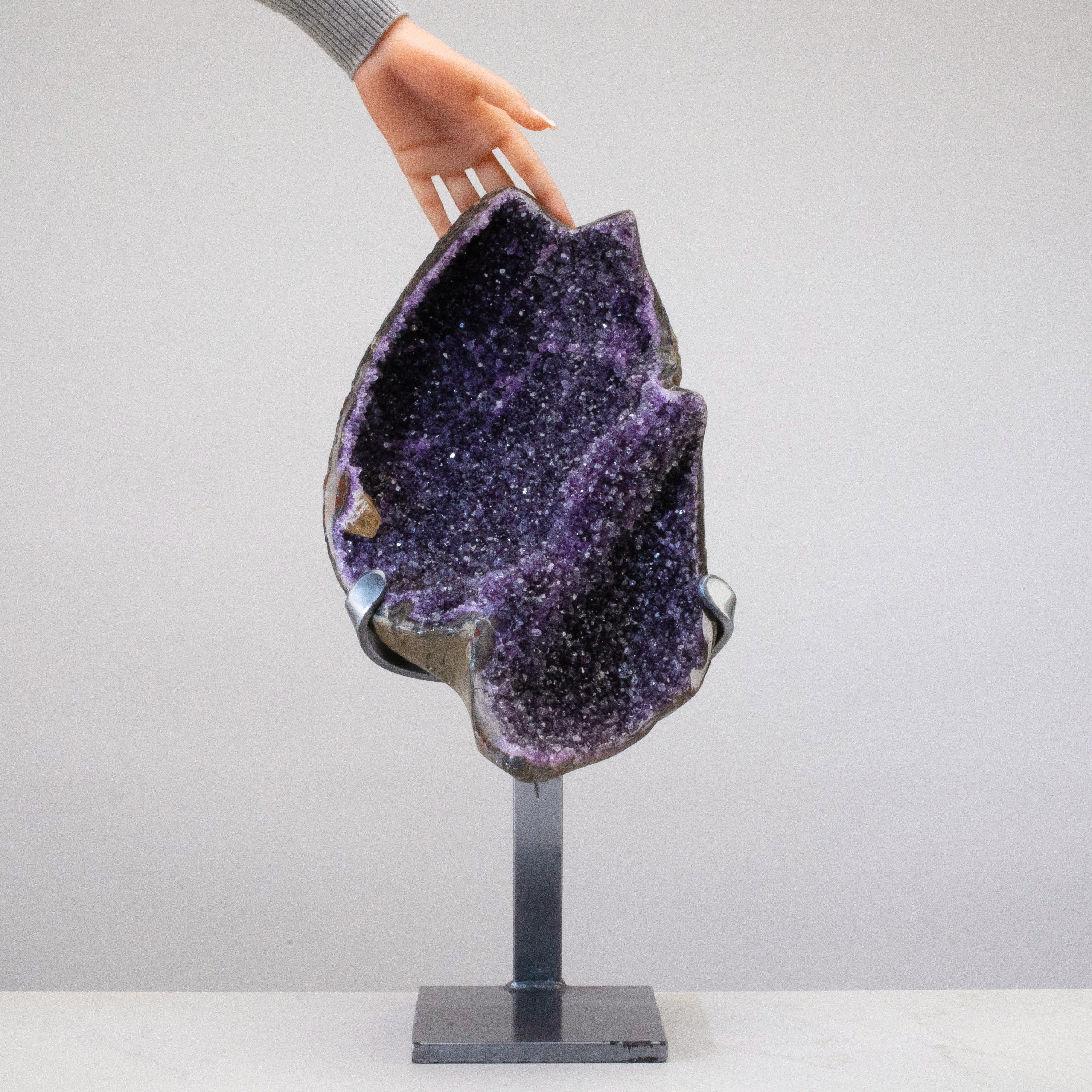 Kalifano Amethyst Uruguayan Amethyst Geode on Custom Stand - 21" / 29 lbs UAG7200.007