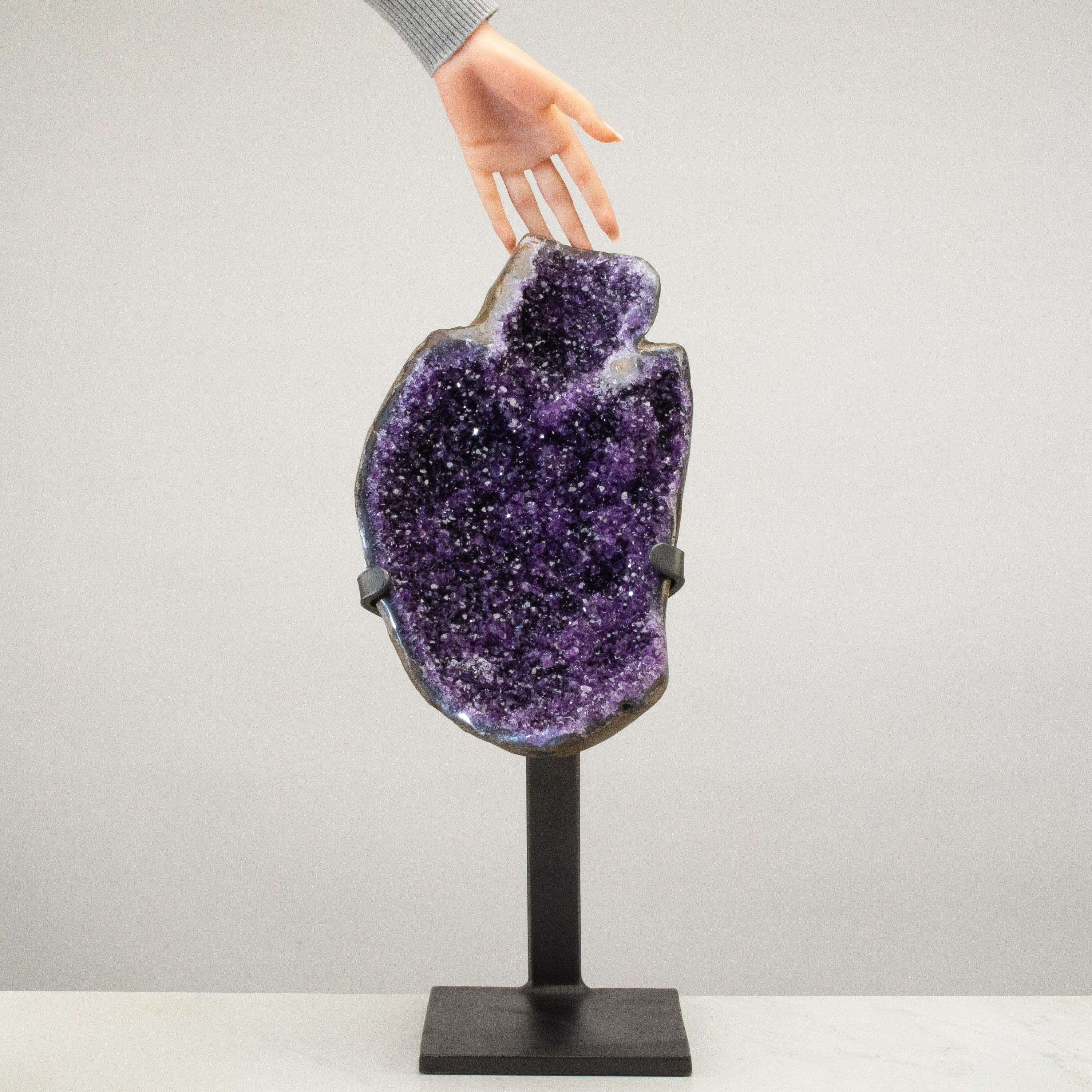 Kalifano Amethyst Uruguayan Amethyst Geode on Custom Stand - 21.5" / 26 lbs UAG7200.003