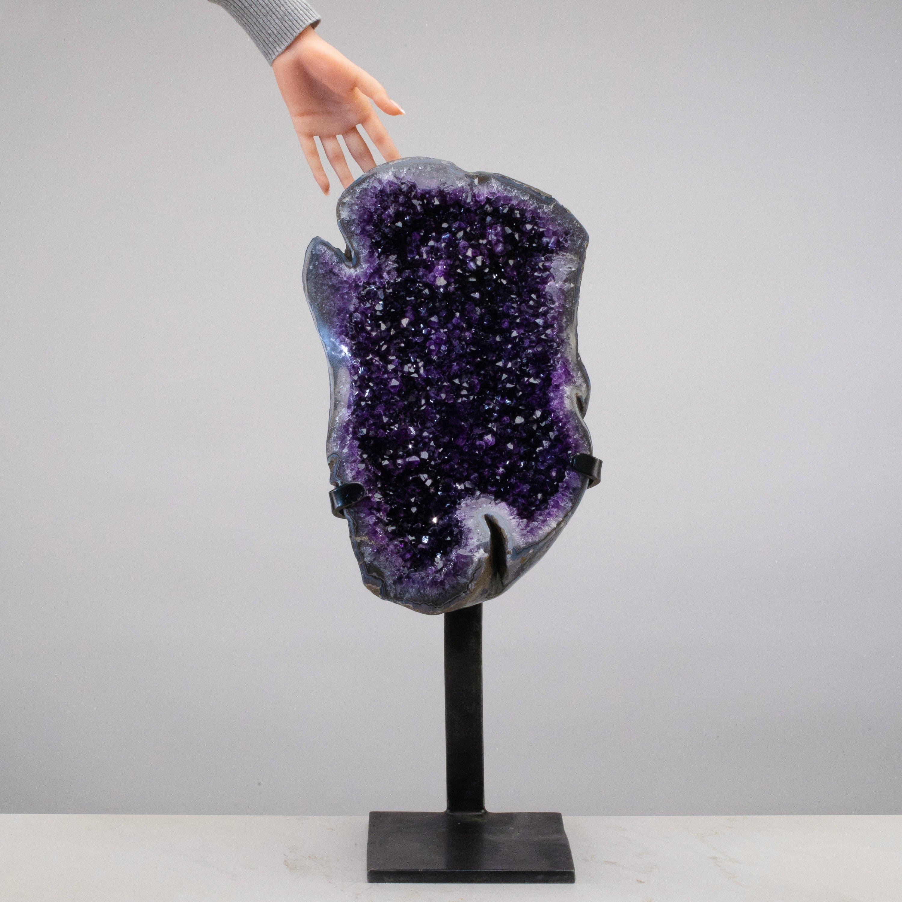 Kalifano Amethyst Uruguayan Amethyst Geode on Custom Stand - 26" / 42 lbs UAG19200.002