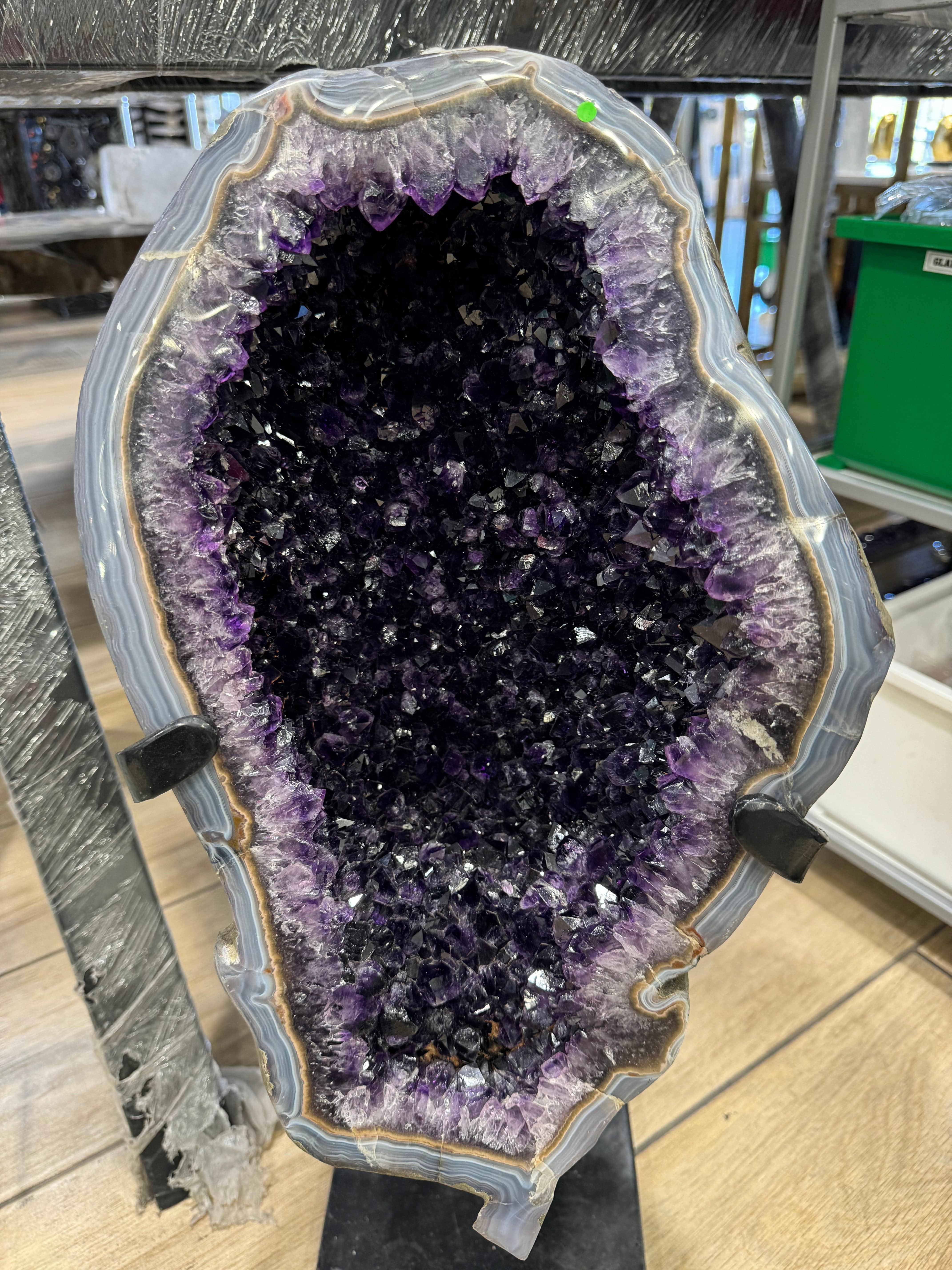 Kalifano Amethyst Uruguayan Amethyst Geode on Custom Stand - 26" / 55 lbs UAG15000.004