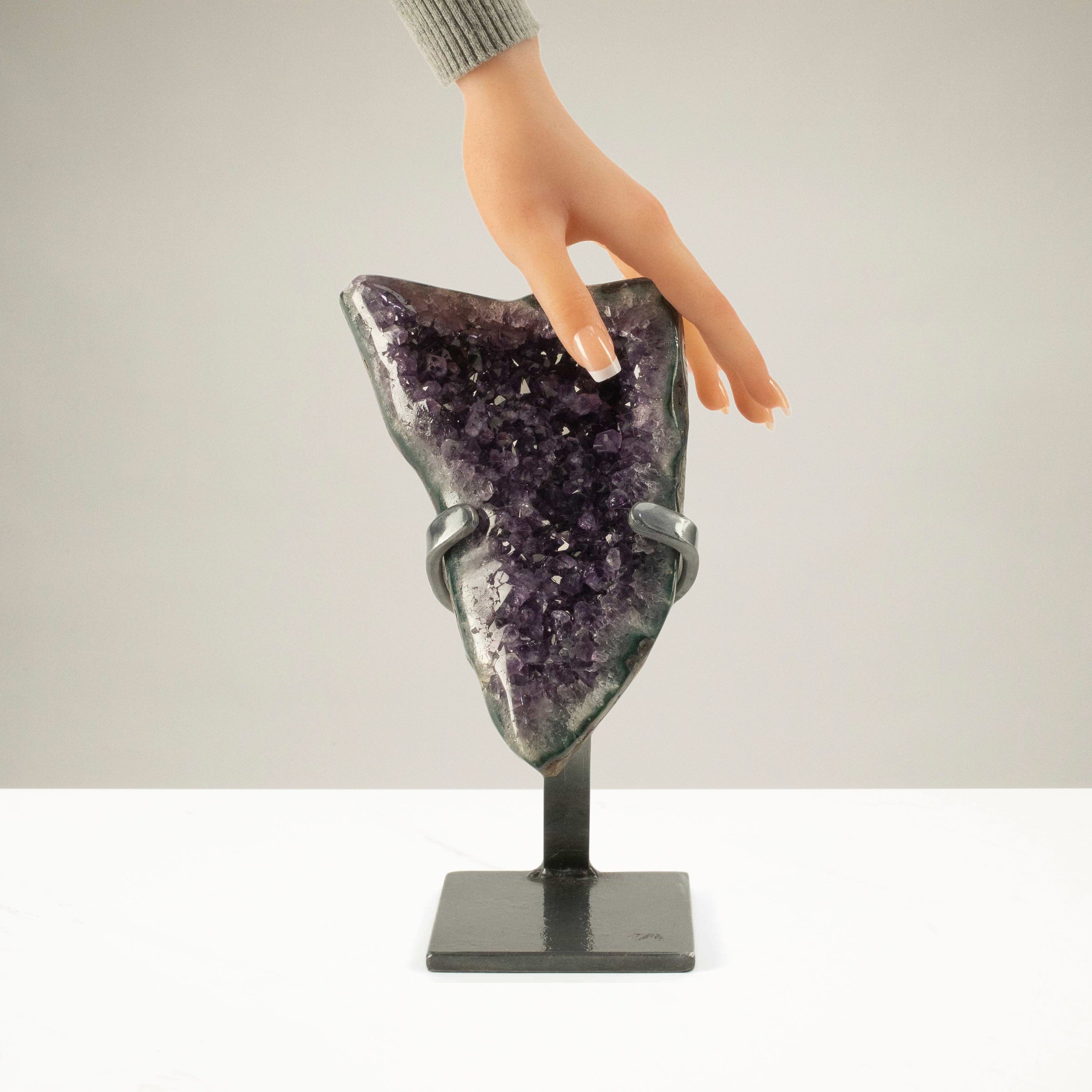 Kalifano Amethyst Uruguayan Amethyst Geode on Custom Stand - 5.3 lbs / 10 in. UAG2400.039