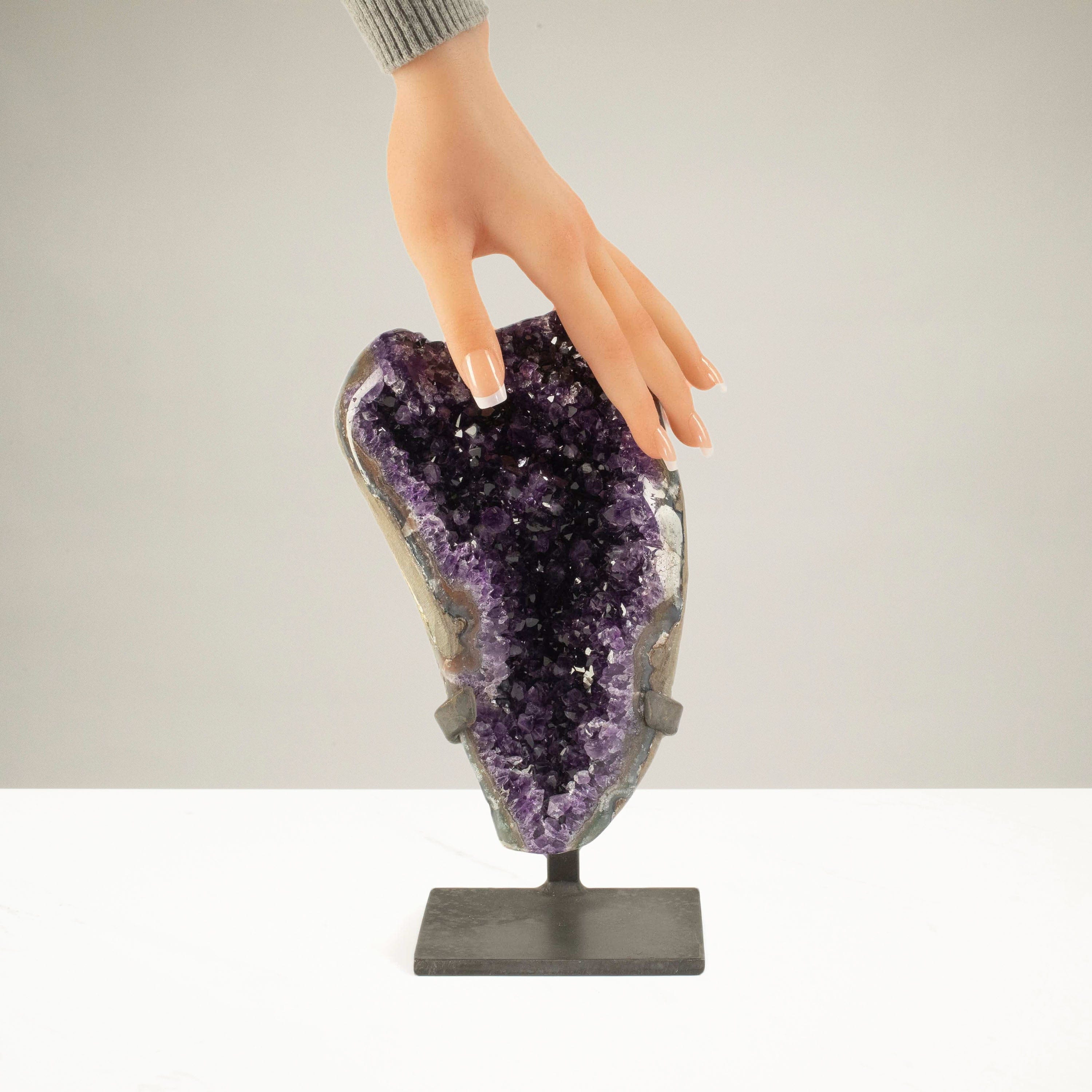 Kalifano Amethyst Uruguayan Amethyst Geode on Custom Stand - 6.4 lbs / 9.5 in. UAG2900.018