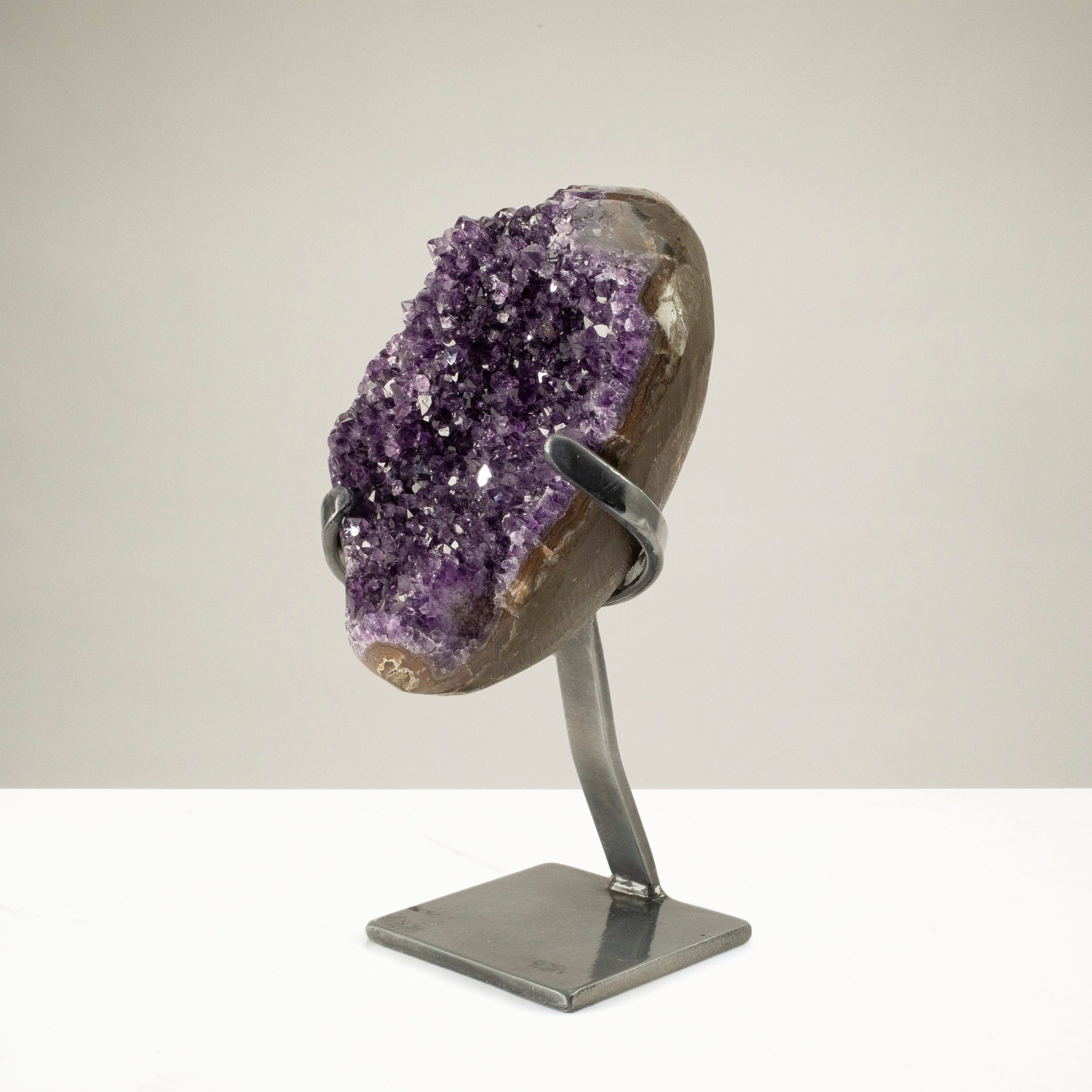 Kalifano Amethyst Uruguayan Amethyst Geode on Custom Stand - 7.7 lbs / 10.5 in. UAG3500.002