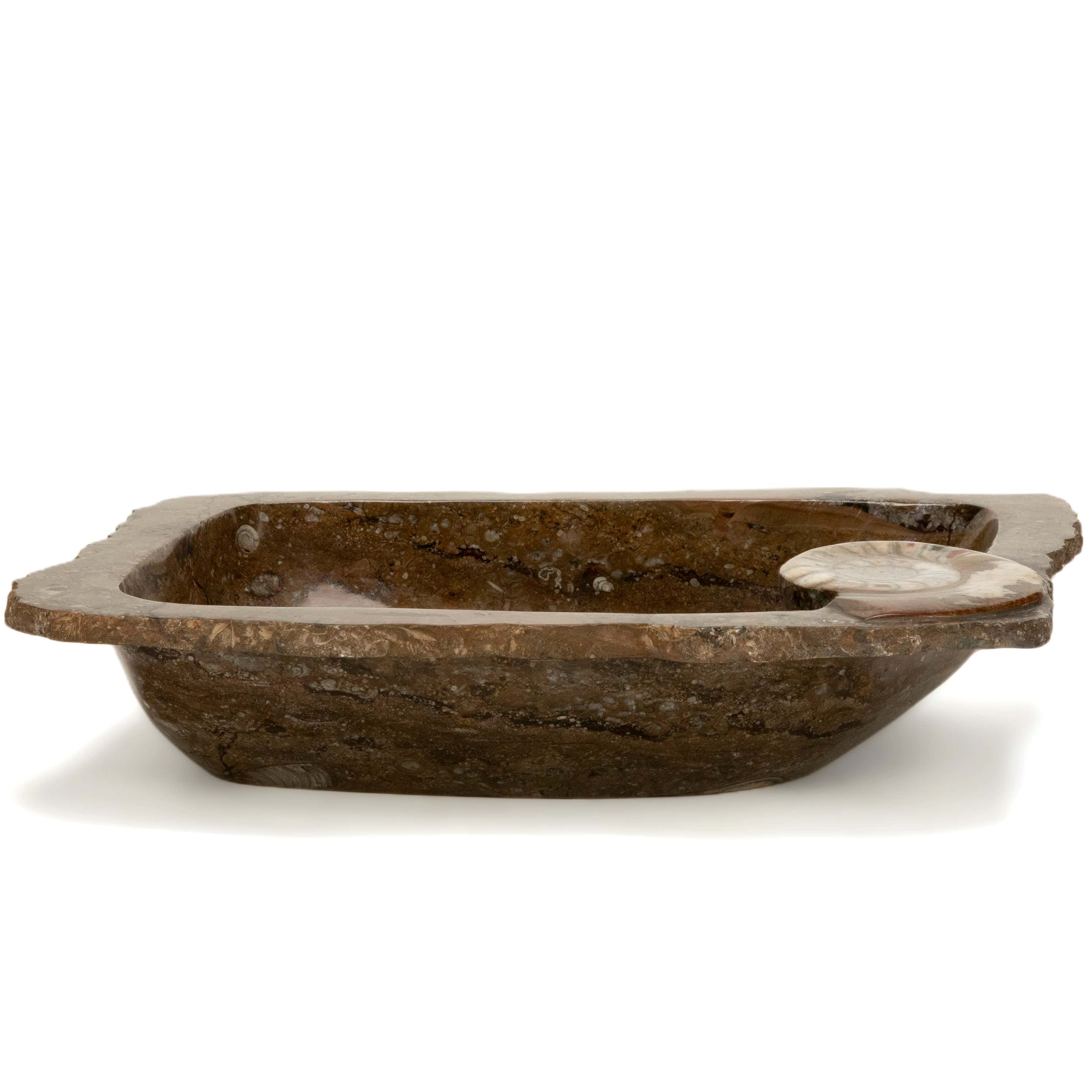 KALIFANO Ammonite Ammonite Fossil Sink Bowl from Morocco - 23.5" AMBOWL3200.001