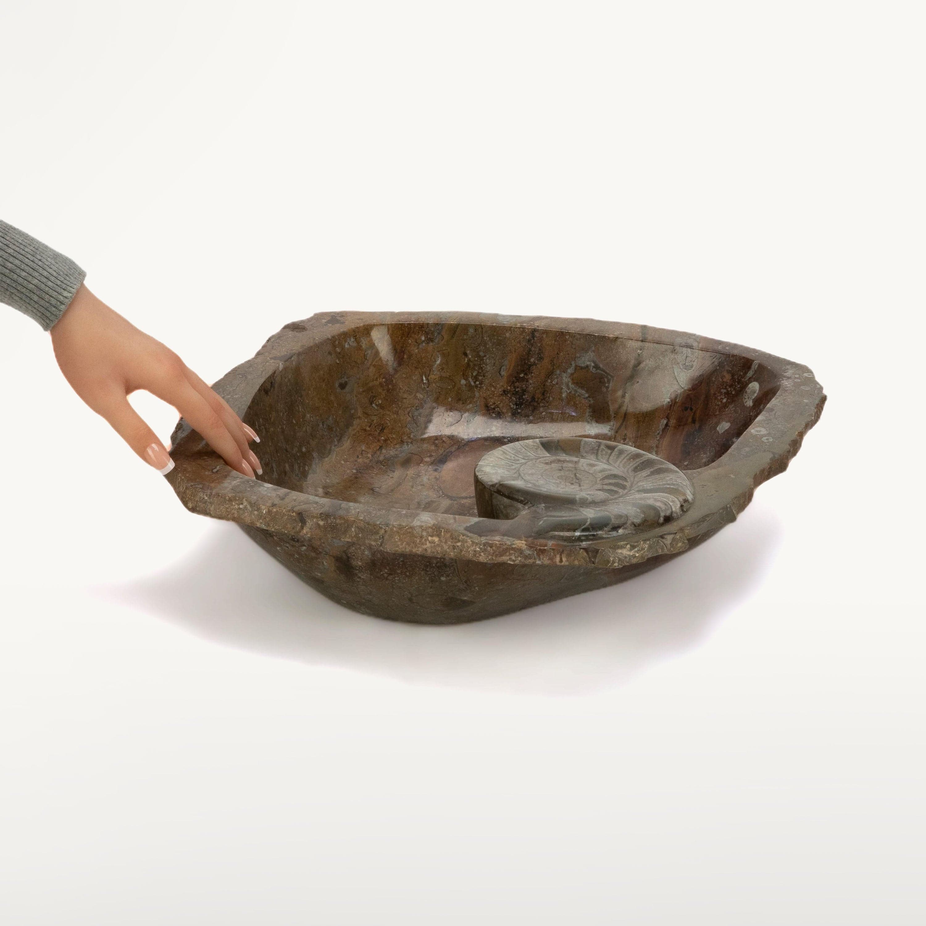 KALIFANO Ammonites Ammonite Fossil Sink Bowl from Morocco - 18" AMBOWL3200.010