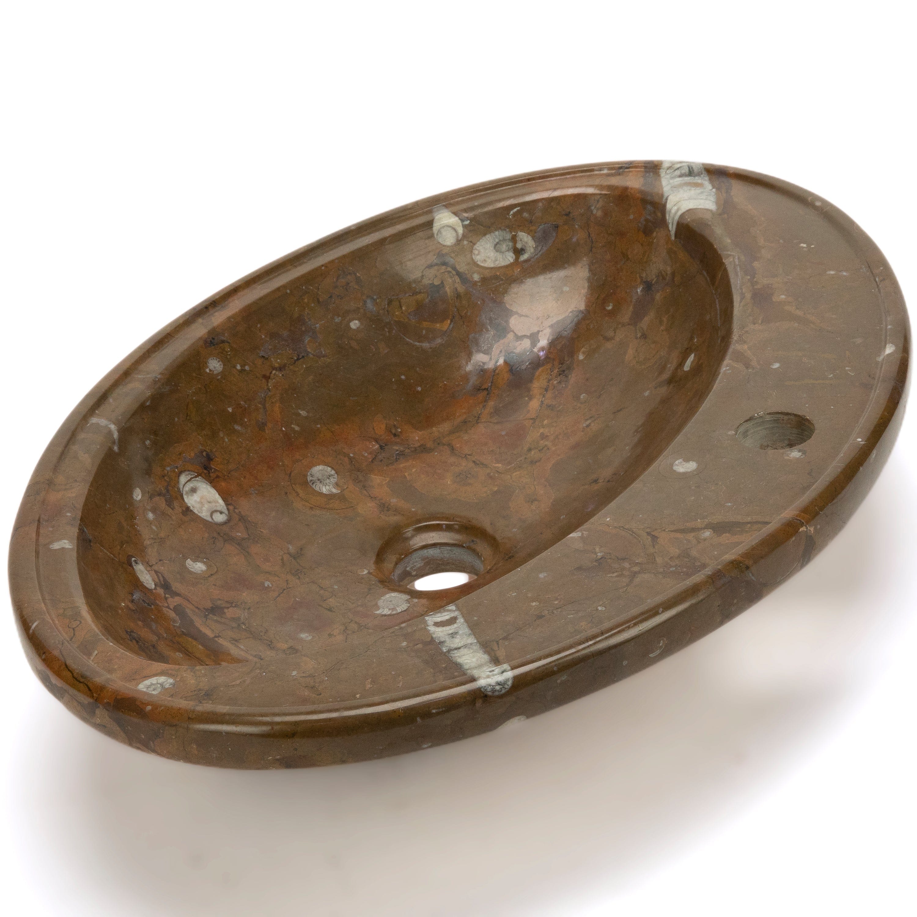 KALIFANO Ammonites Ammonite Fossil Sink Bowl from Morocco - 23" AMBOWL3200.008