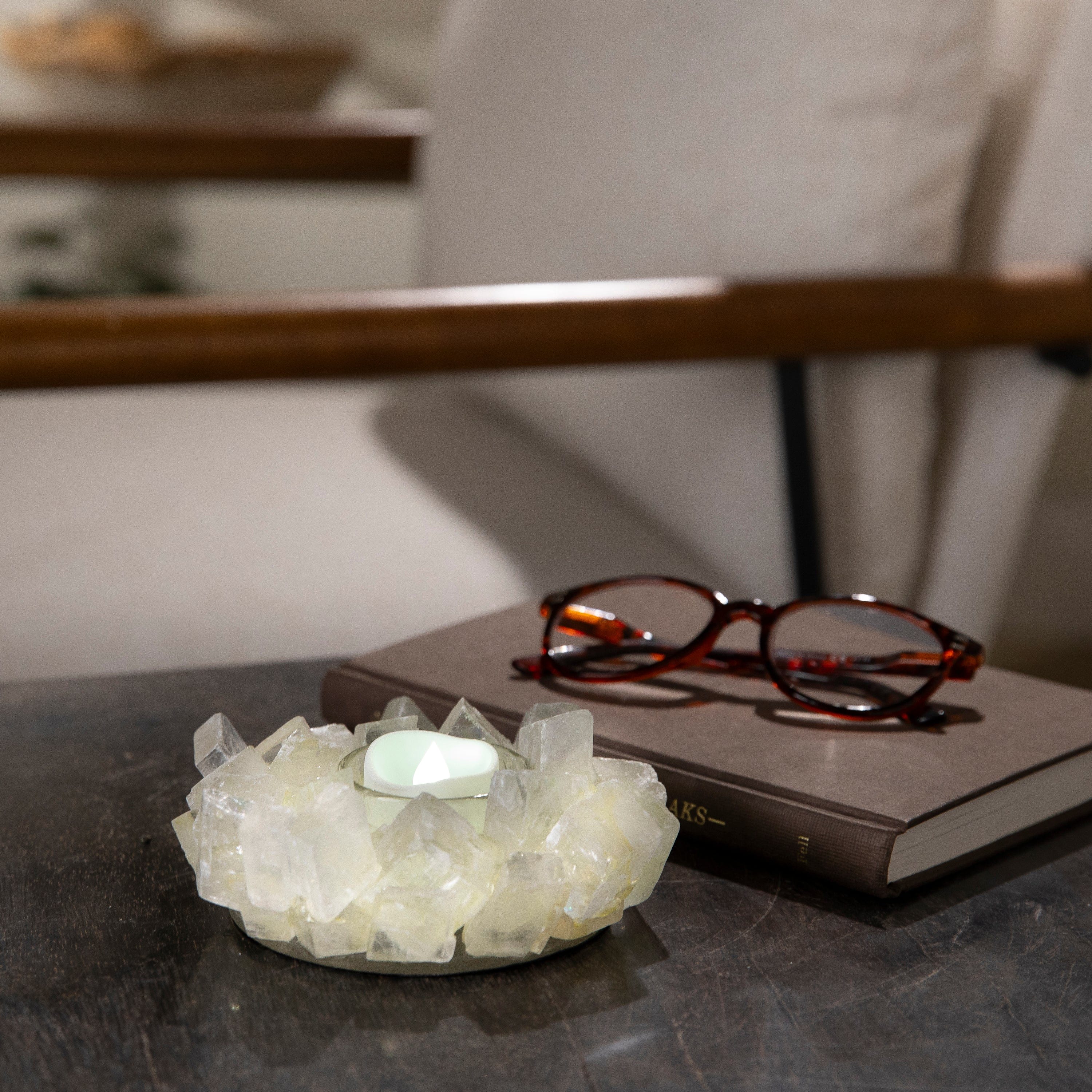 Kalifano Candle Holders Calcite Tealight Candle Holder GCH-17