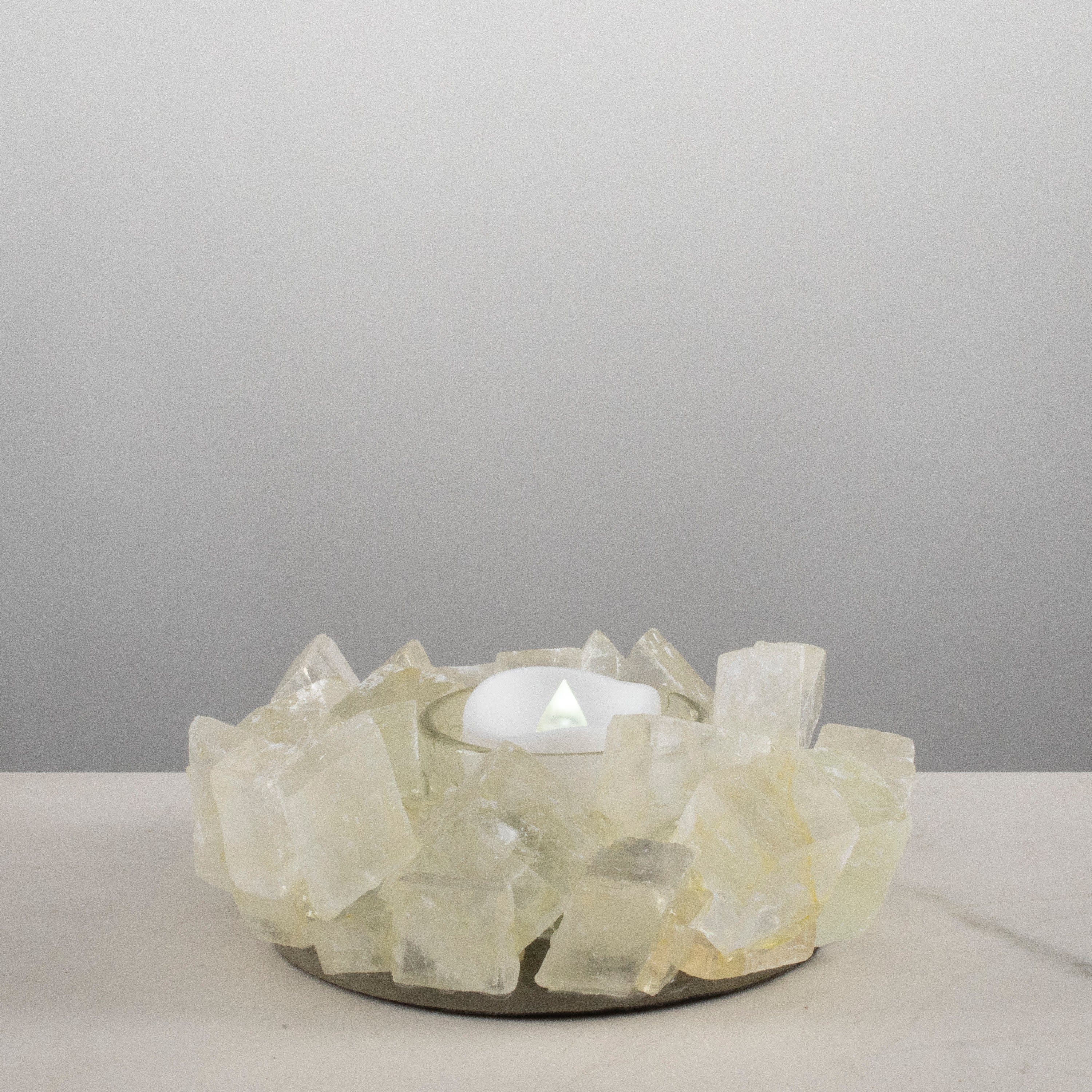 Kalifano Candle Holders Calcite Tealight Candle Holder GCH-17