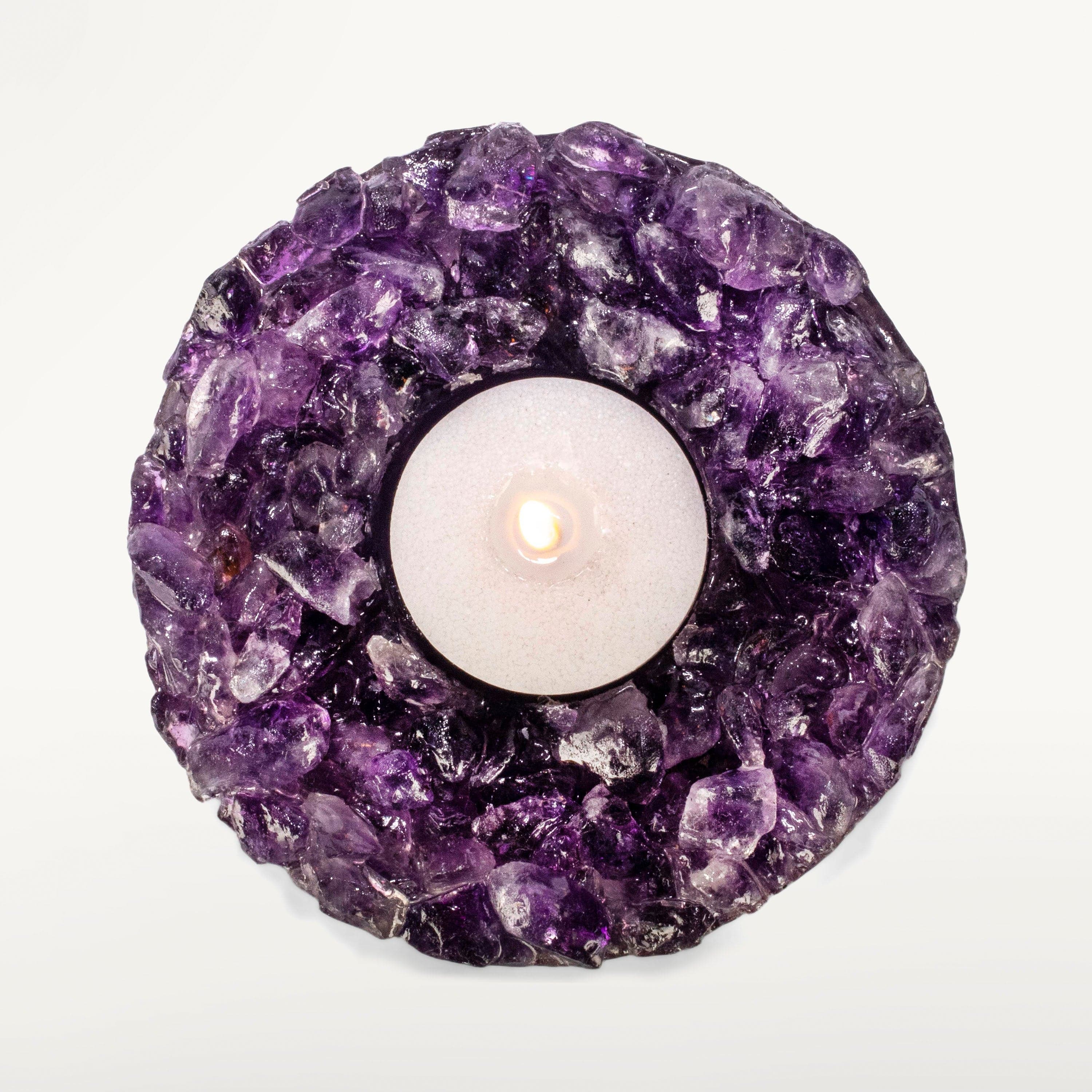 Kalifano Candle Holders Crushed Amethyst Tealight Candle Holder GCH-20