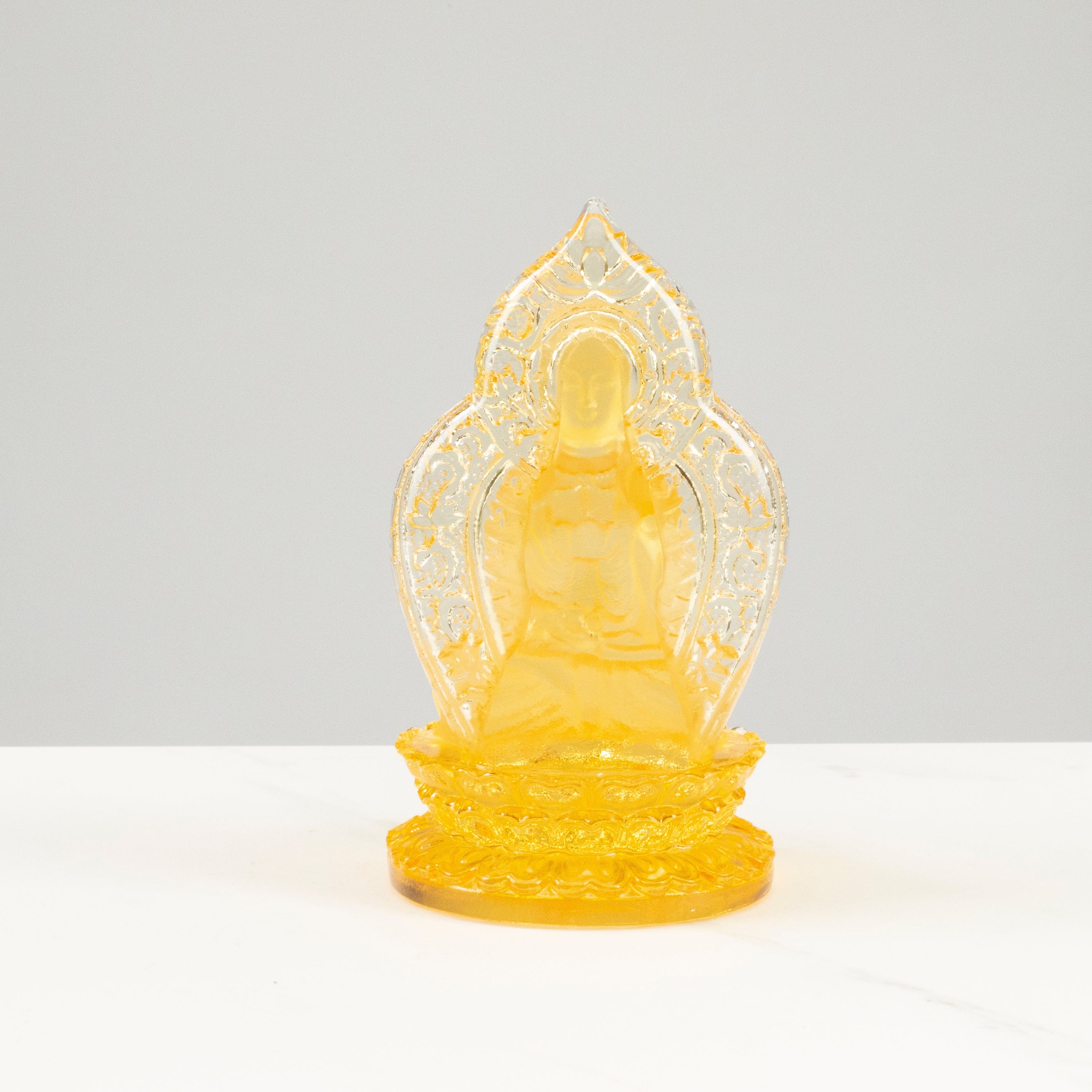 Kalifano Crystal Carving Divine Golden Guan Yin Crystal Carving - A Symbol of Compassion and Protection CRB230-YL