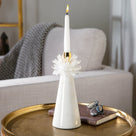 Quartz Cluster Candle Holder on Marble Base with Brass Ring