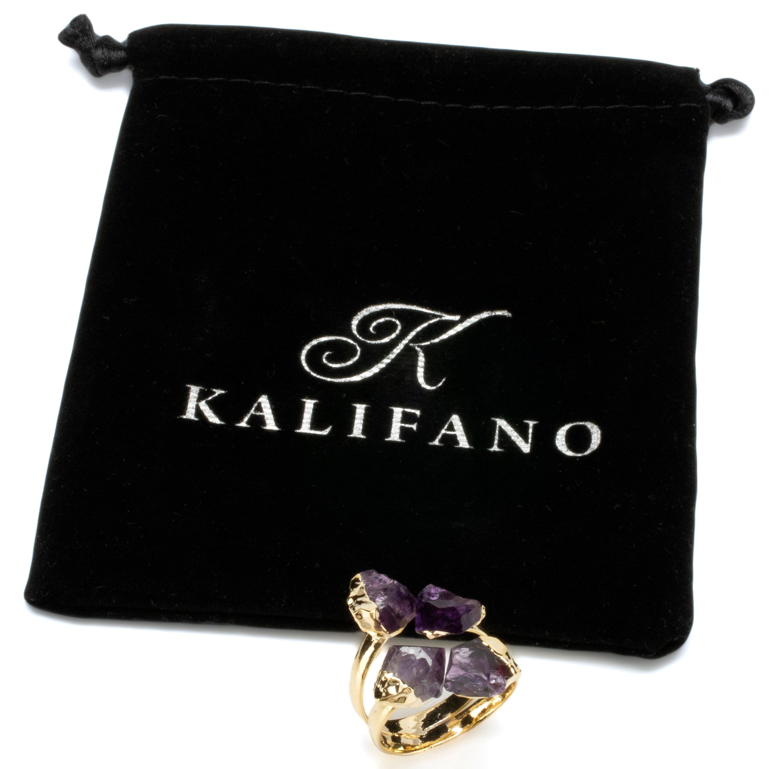 KALIFANO Crystal Jewelry Adjustable Amethyst Ring CJR-513-AM