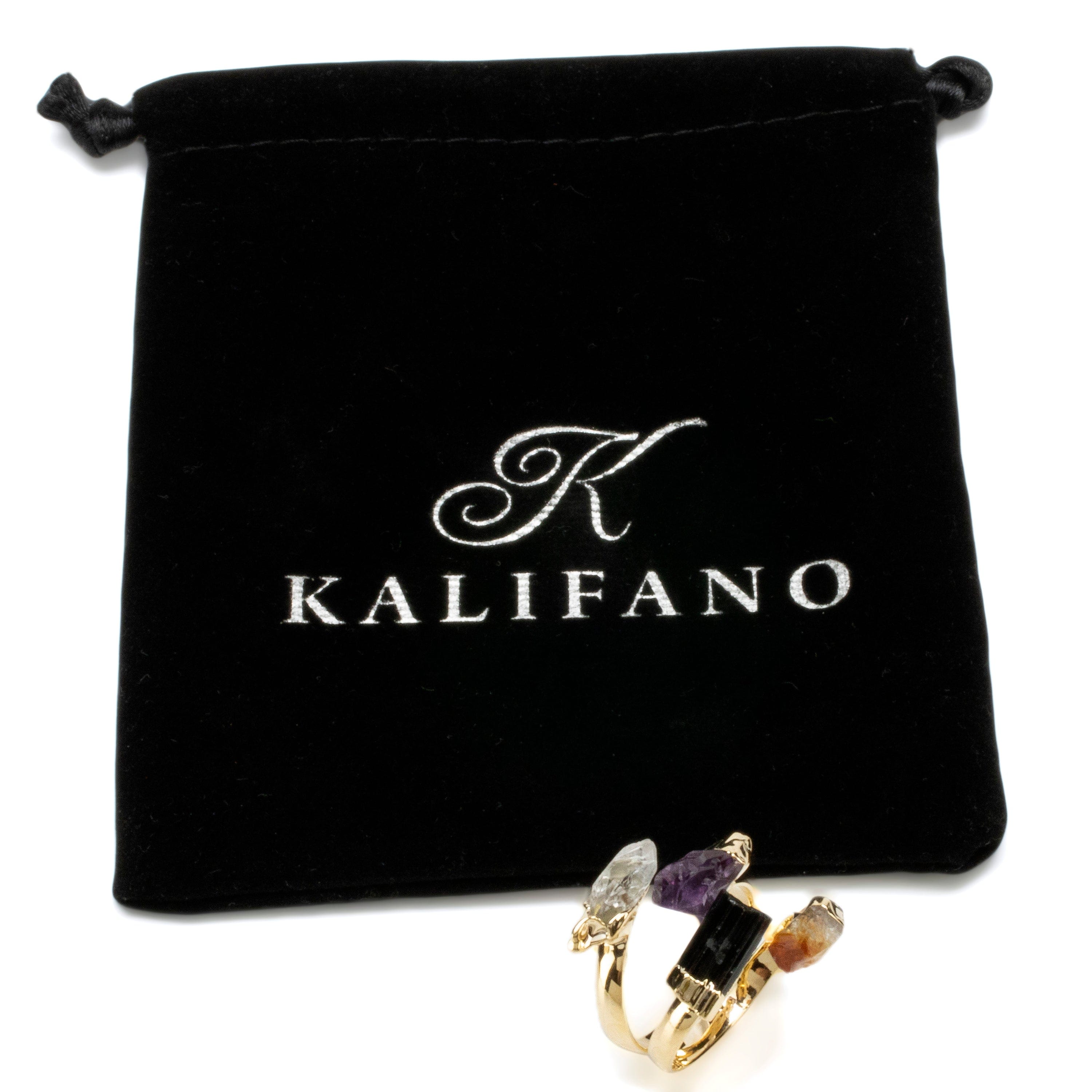 KALIFANO Crystal Jewelry Adjustable Multi-Gemstone Ring CJR-513-MT