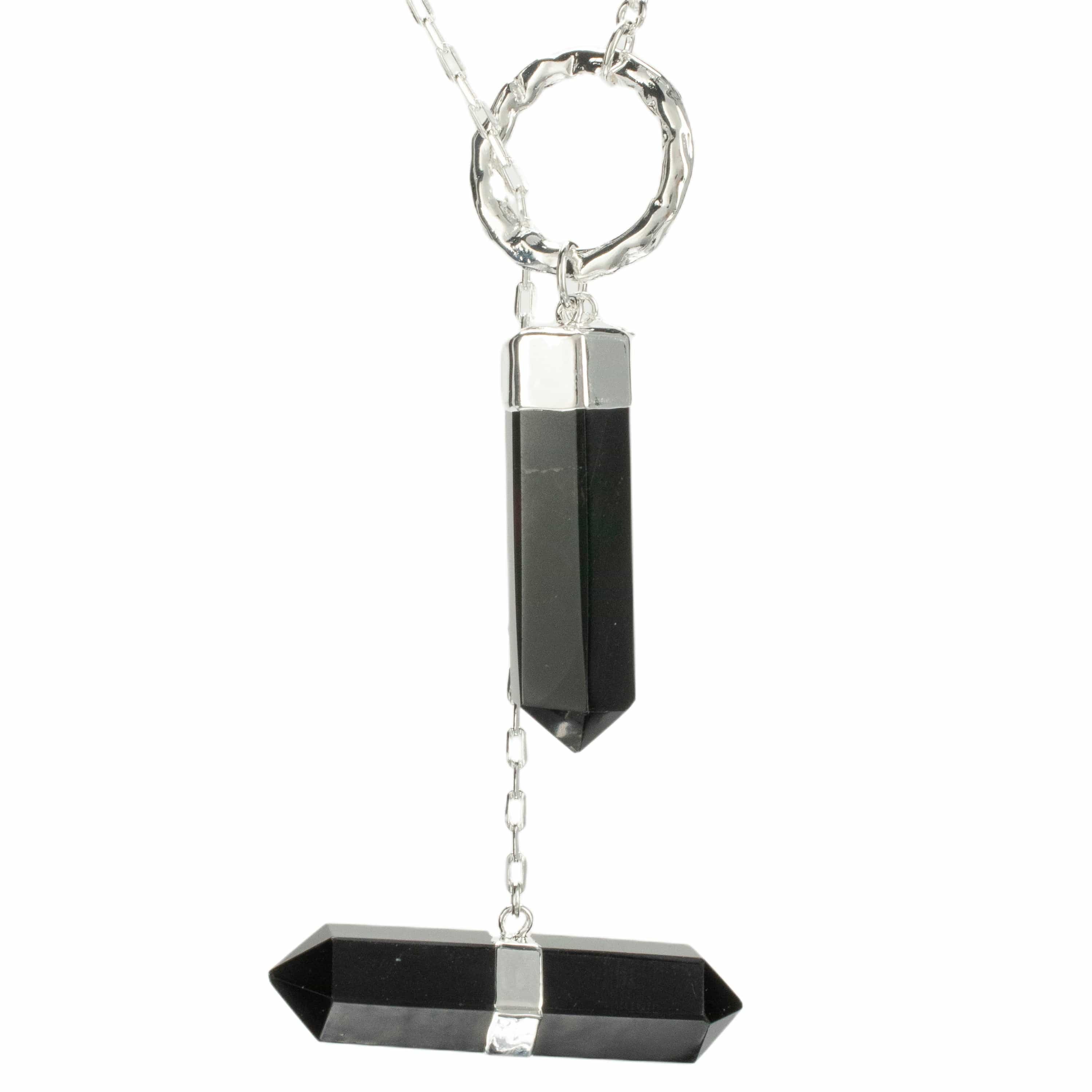 KALIFANO Crystal Jewelry Black Onyx Y Necklace CJN-2022-BO