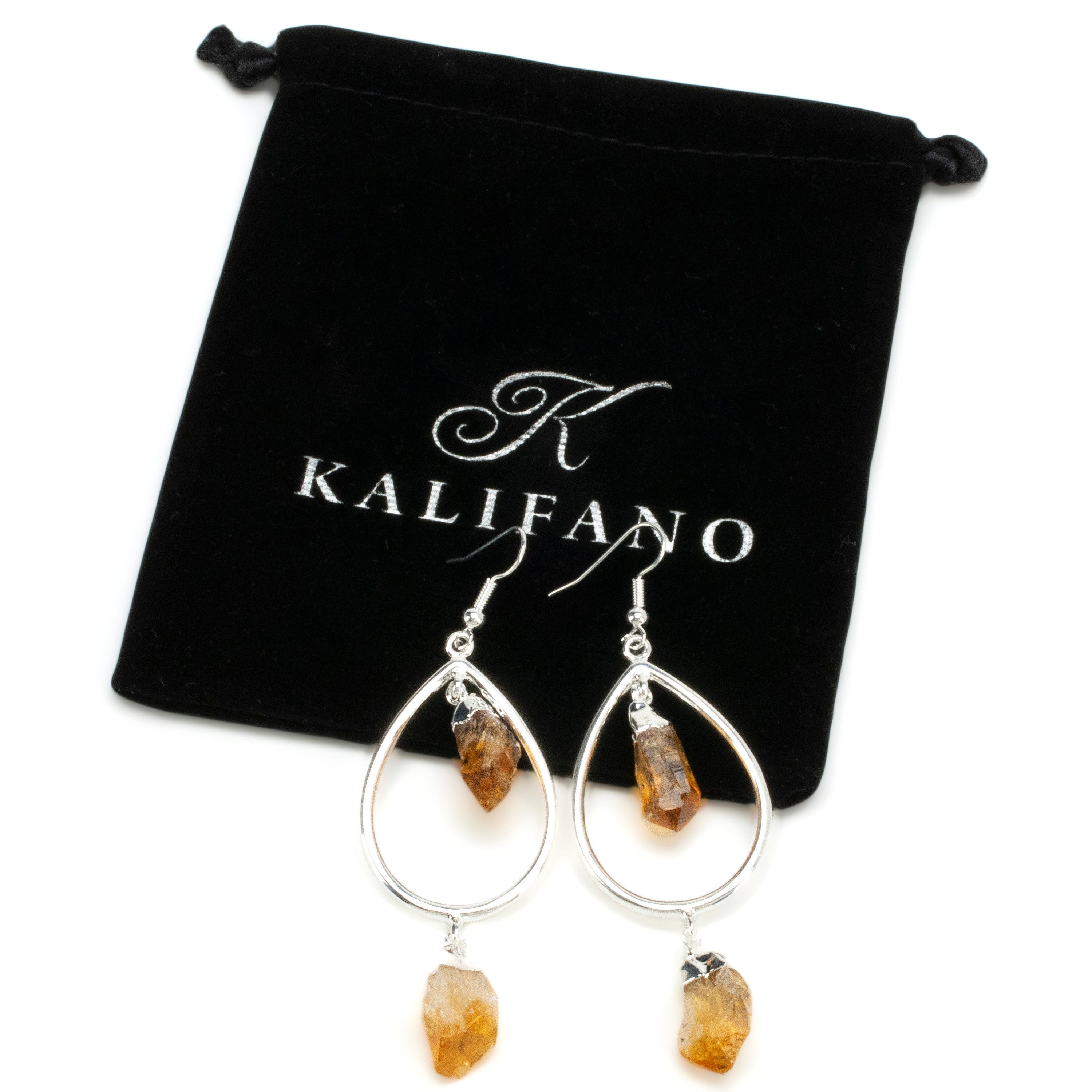 Kalifano Crystal Jewelry Citrine Crystal Drop Earrings with French Hook CJE-1548-CT