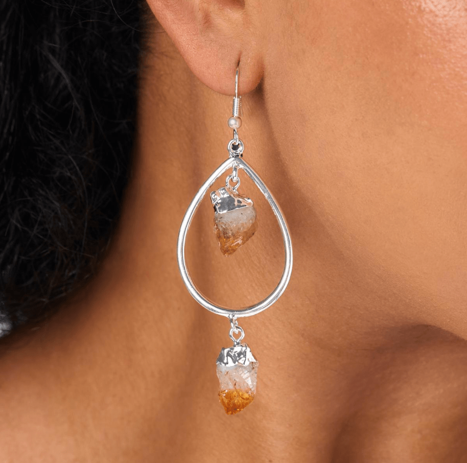 Kalifano Crystal Jewelry Citrine Crystal Drop Earrings with French Hook CJE-1548-CT