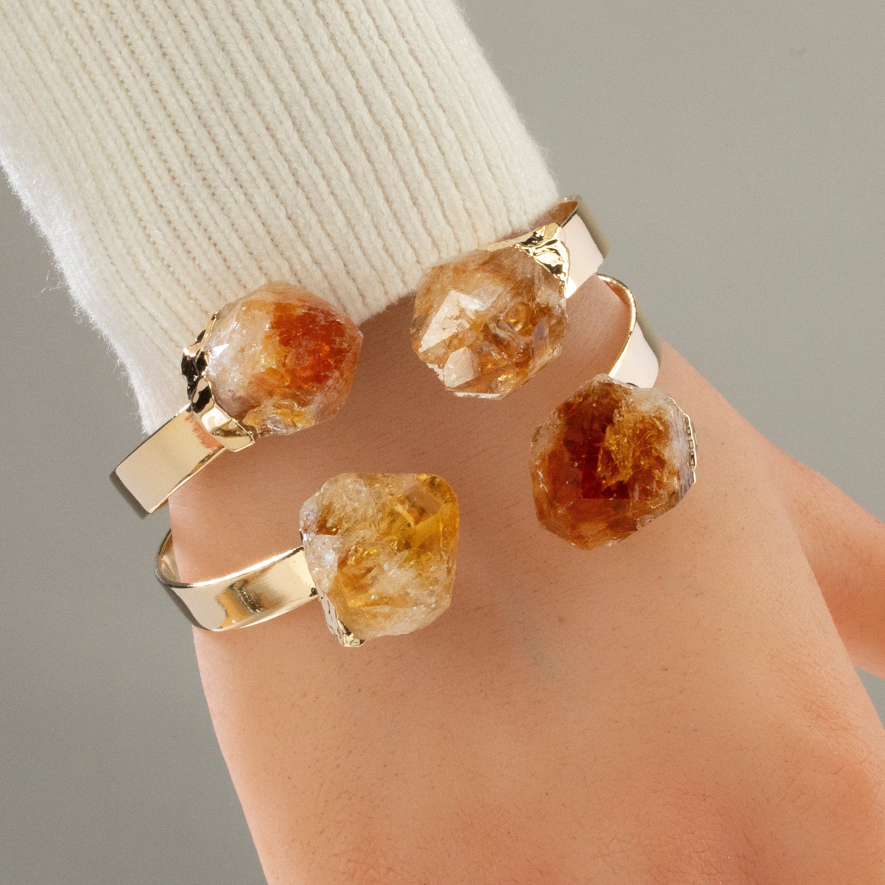 KALIFANO Crystal Jewelry Citrine Double Bracelet Cuff CJB-1012-CT