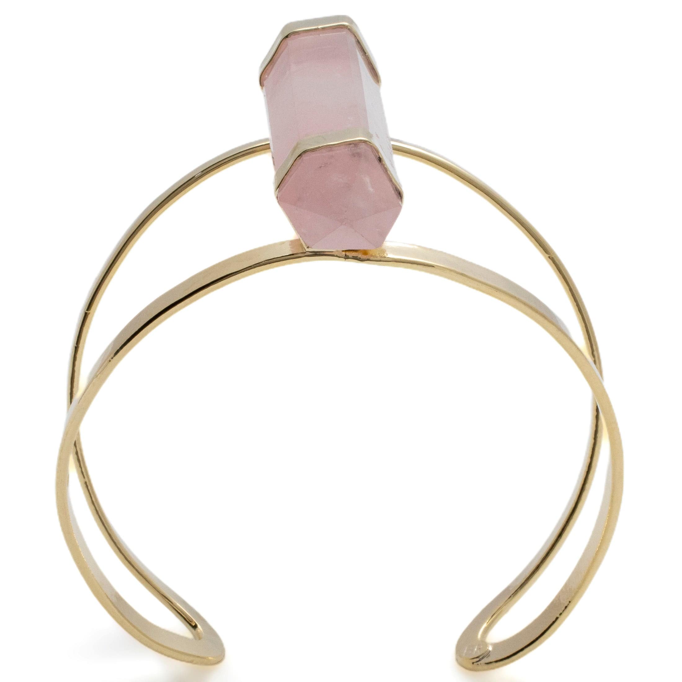 Kalifano Crystal Jewelry Double Terminated Rose Quartz Cuff Bracelet CJB-1017-RQ