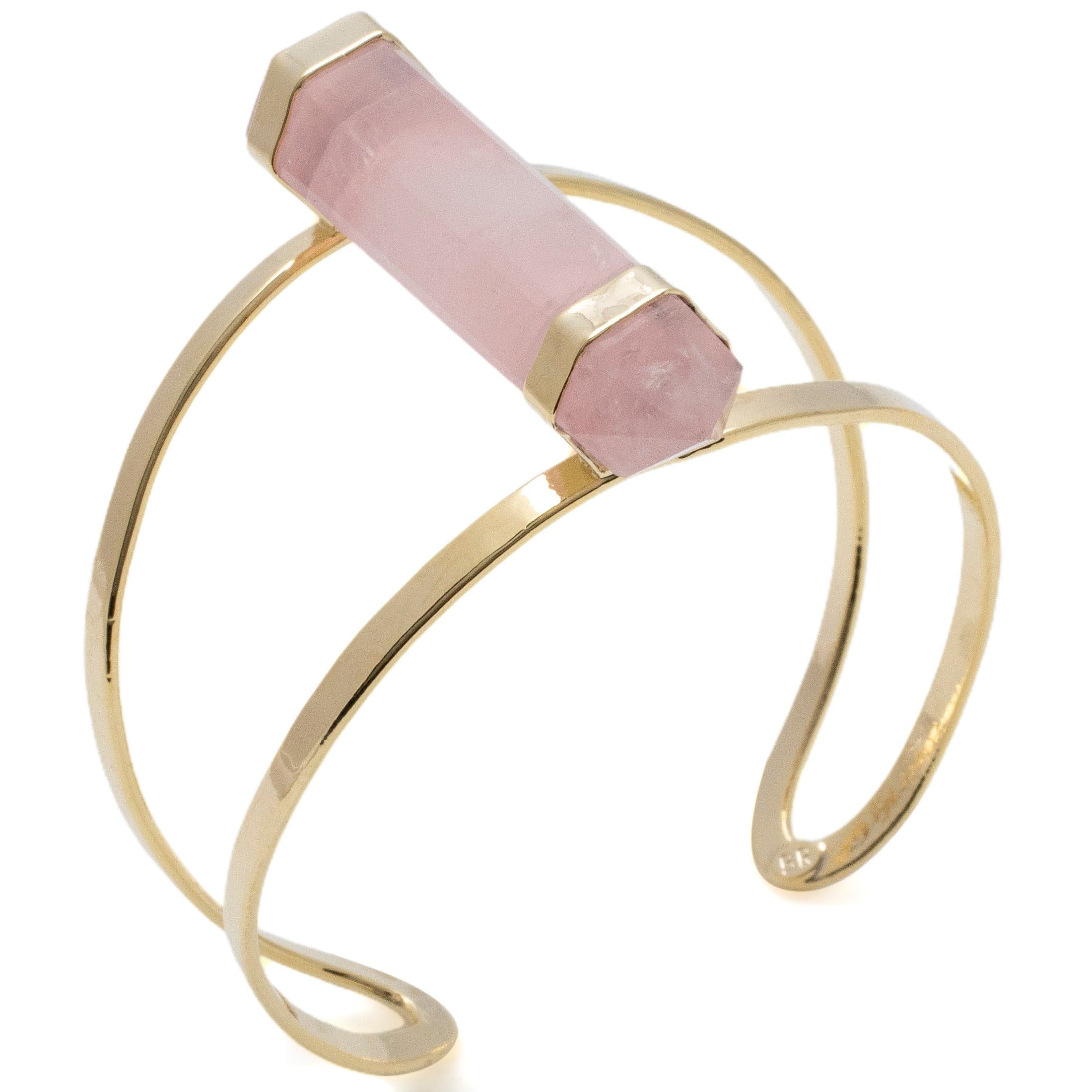 Kalifano Crystal Jewelry Double Terminated Rose Quartz Cuff Bracelet CJB-1017-RQ