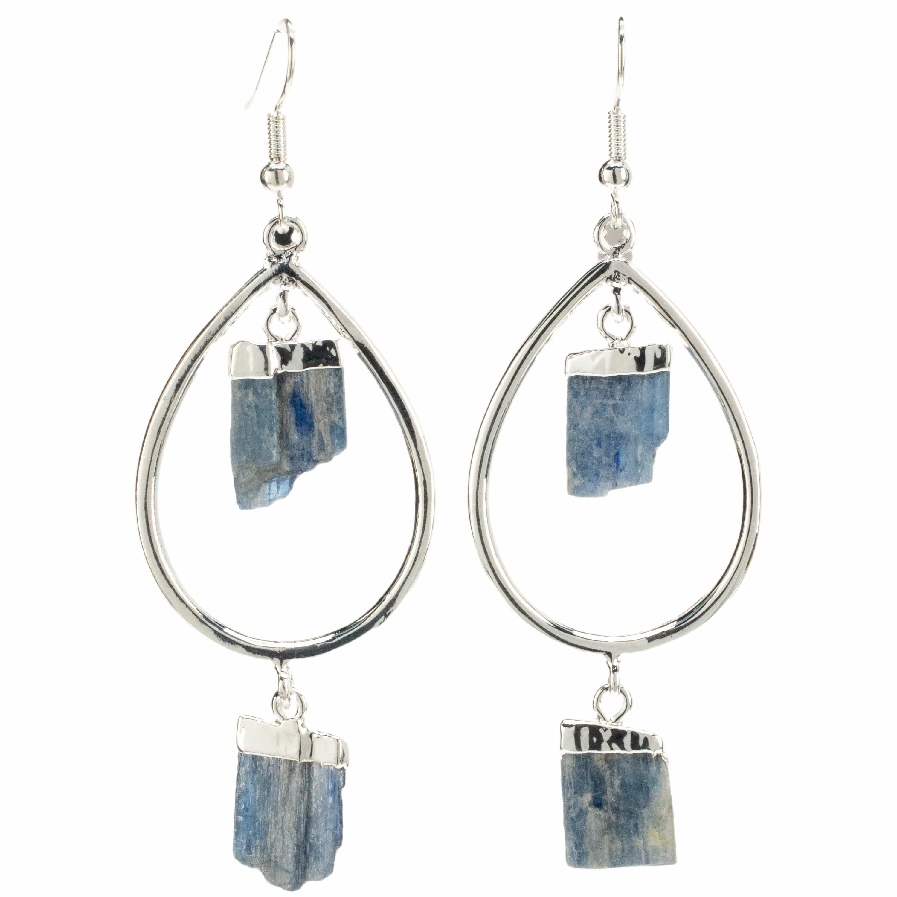 Kalifano Crystal Jewelry Kyanite Crystal Drop Earrings with French Hook CJE-1548-KE