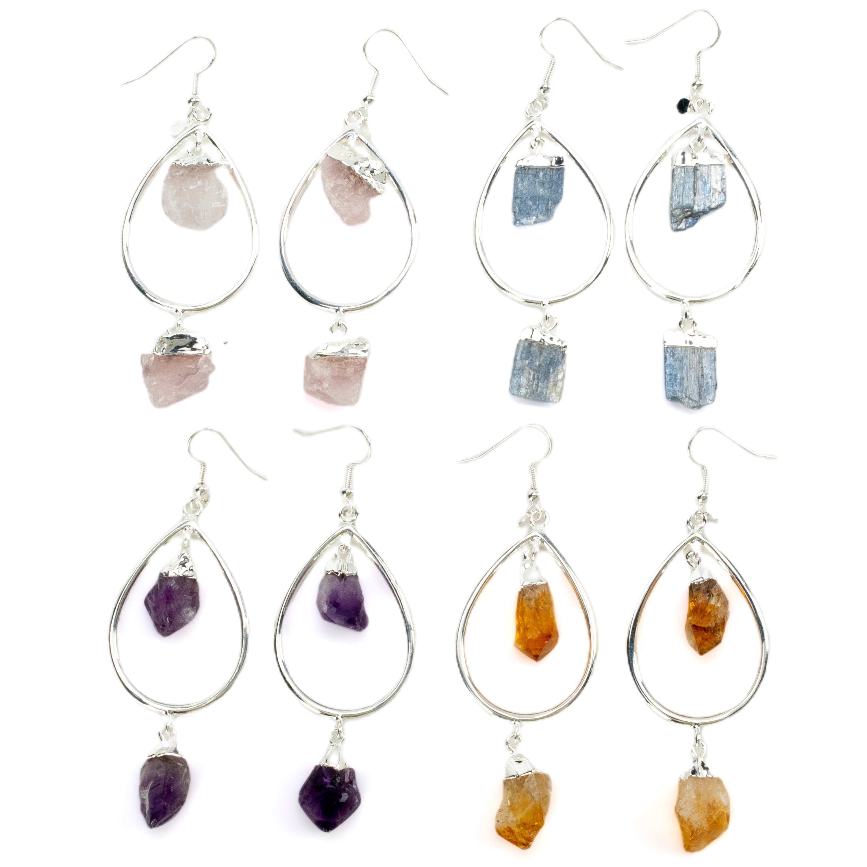 Kalifano Crystal Jewelry Kyanite Crystal Drop Earrings with French Hook CJE-1548-KE