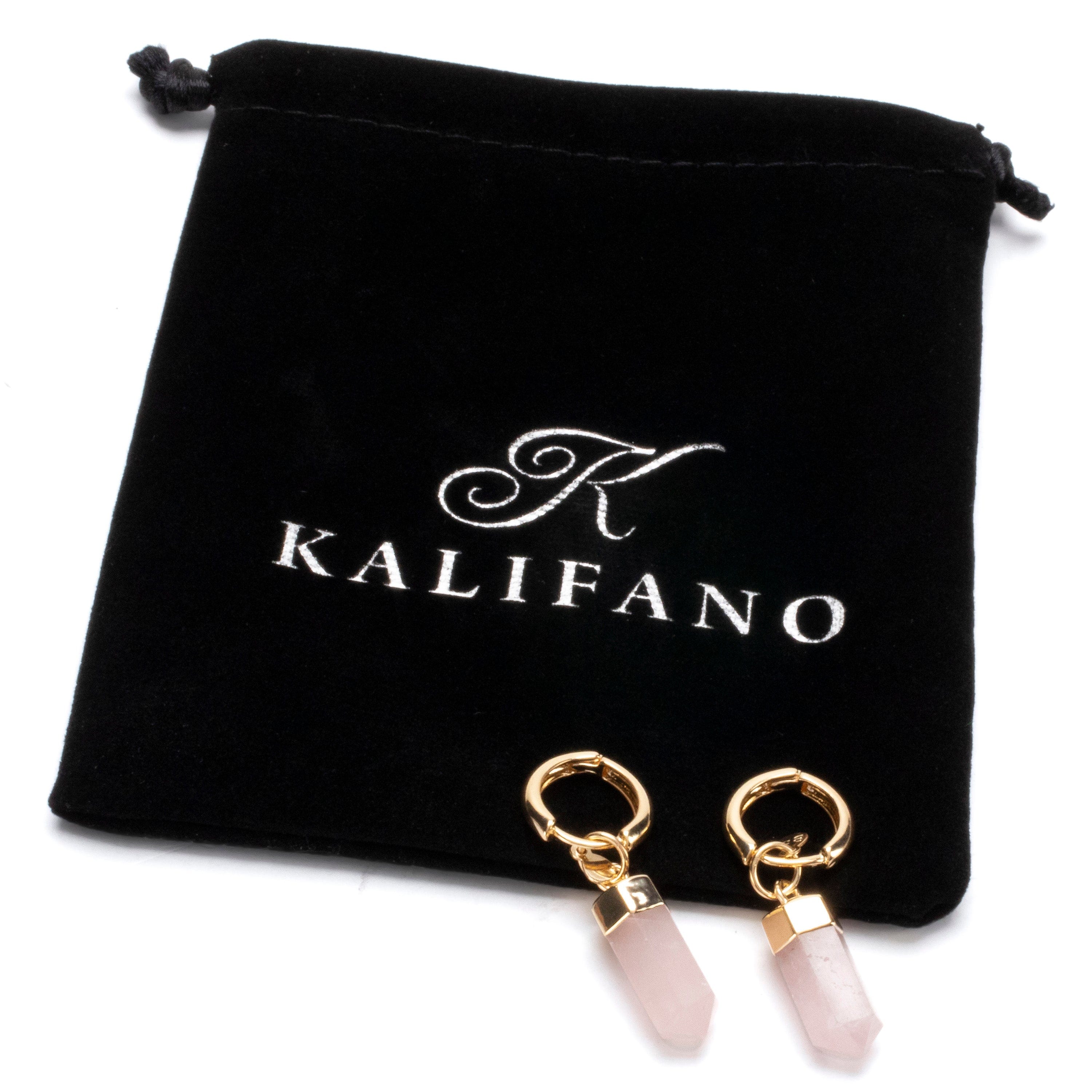 KALIFANO Crystal Jewelry Rose Quartz Drop Earrings CJE-1506-RQ