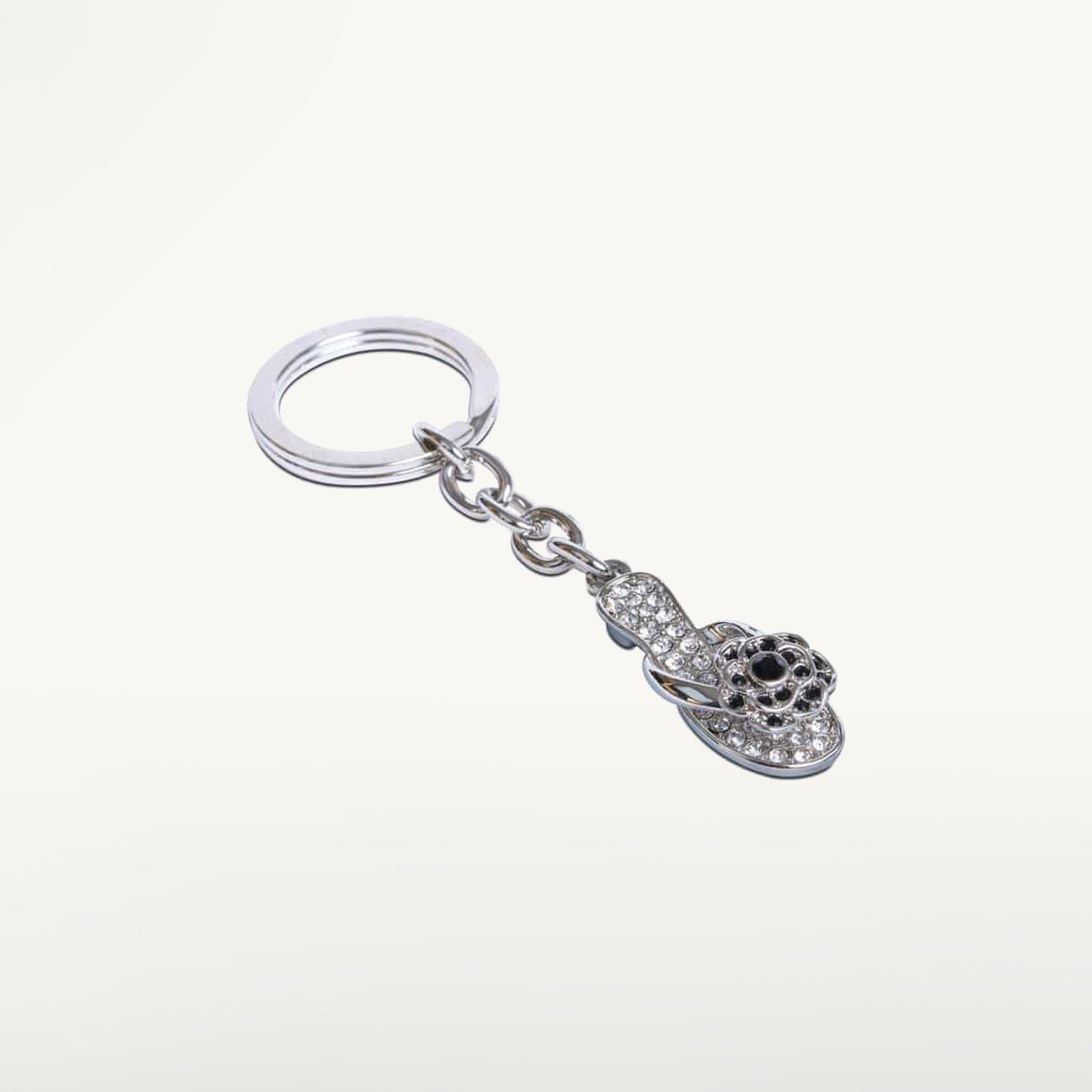 Kalifano Crystal Keychains Black Slipper Keychain made with Swarovski Crystals SKC-097