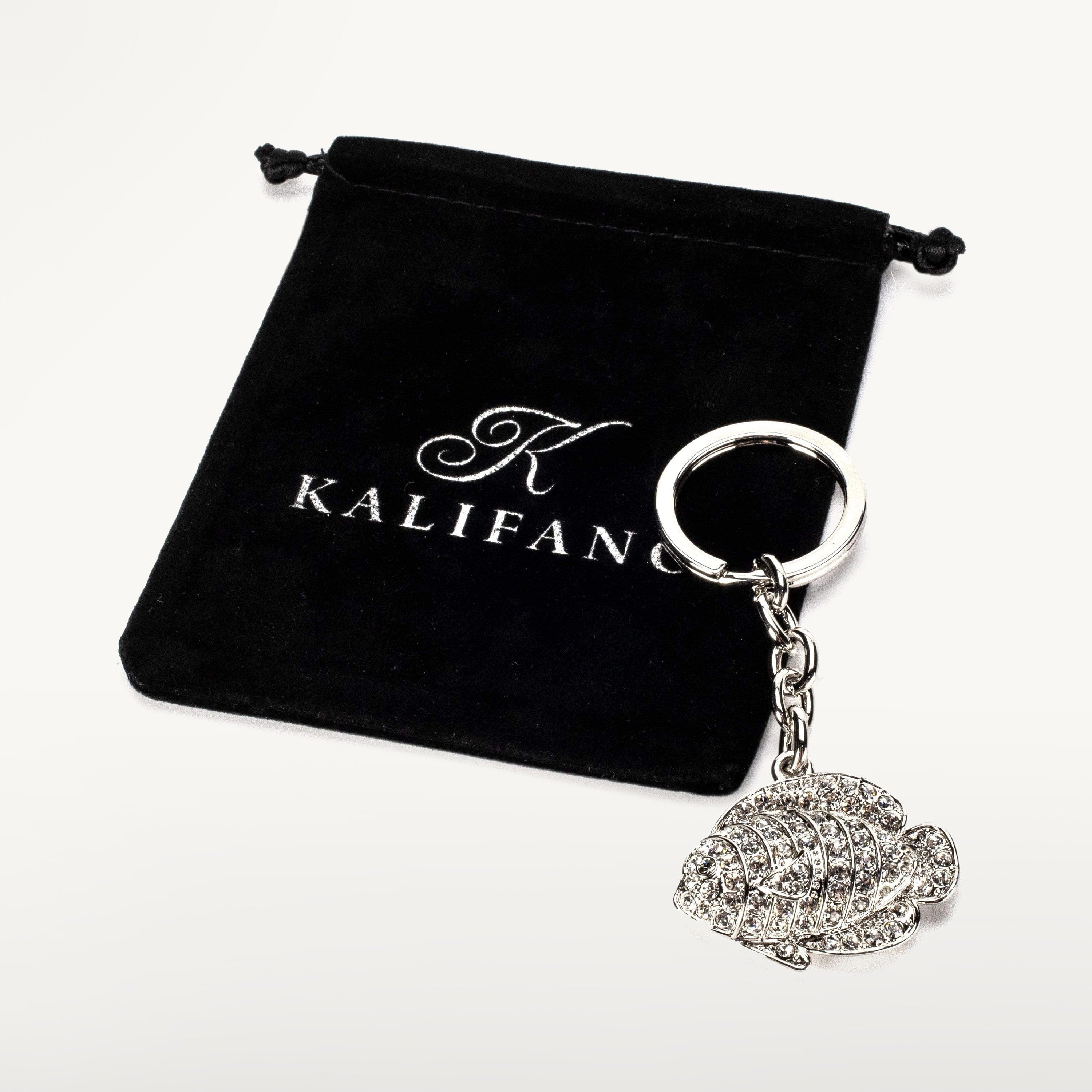 Kalifano Crystal Keychains Crystals Clownfish Keychain made with Swarovski Crystals SKC-179