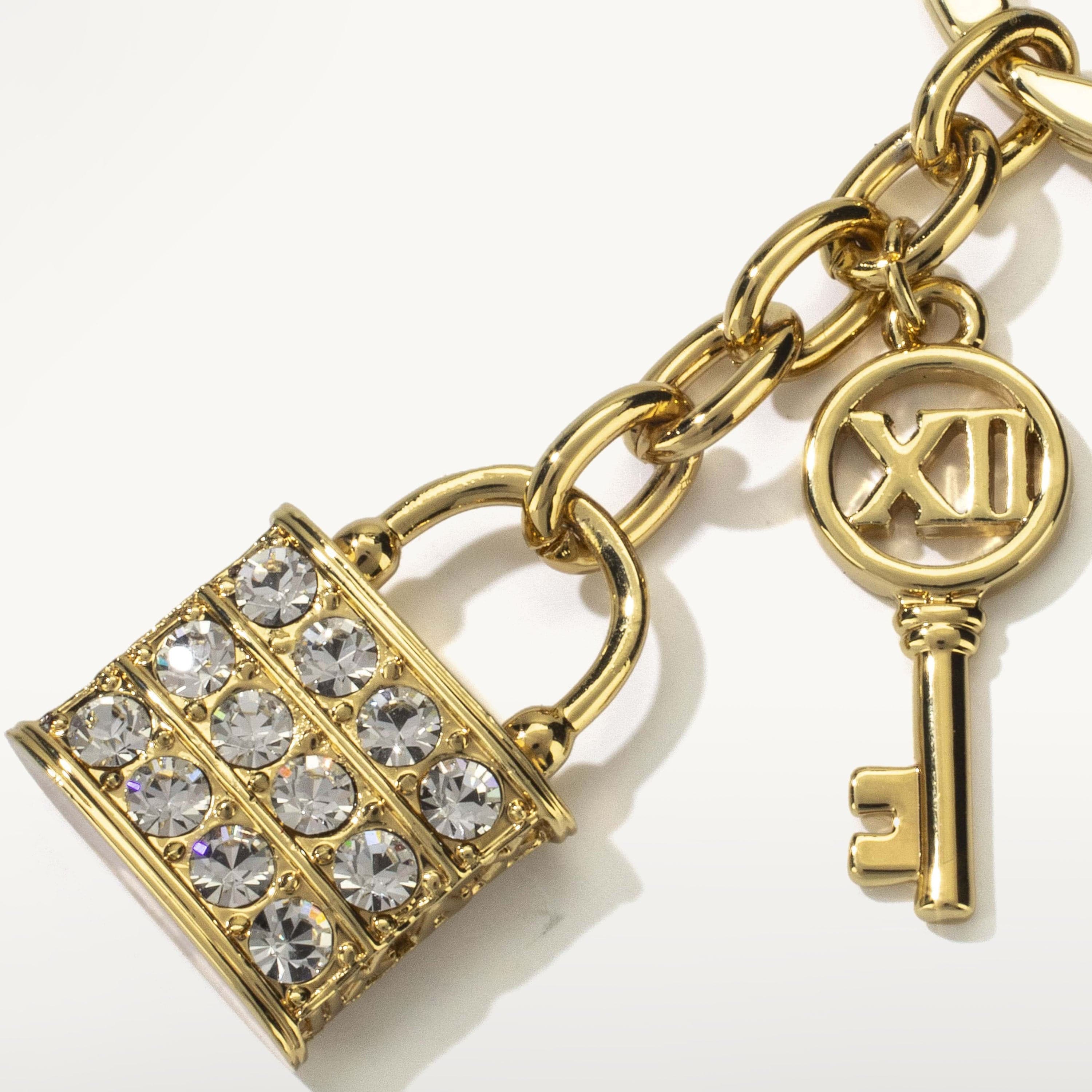 Kalifano Crystal Keychains Gold Atlas Key & Lock Keychain made with Swarovski Crystals SKC-171