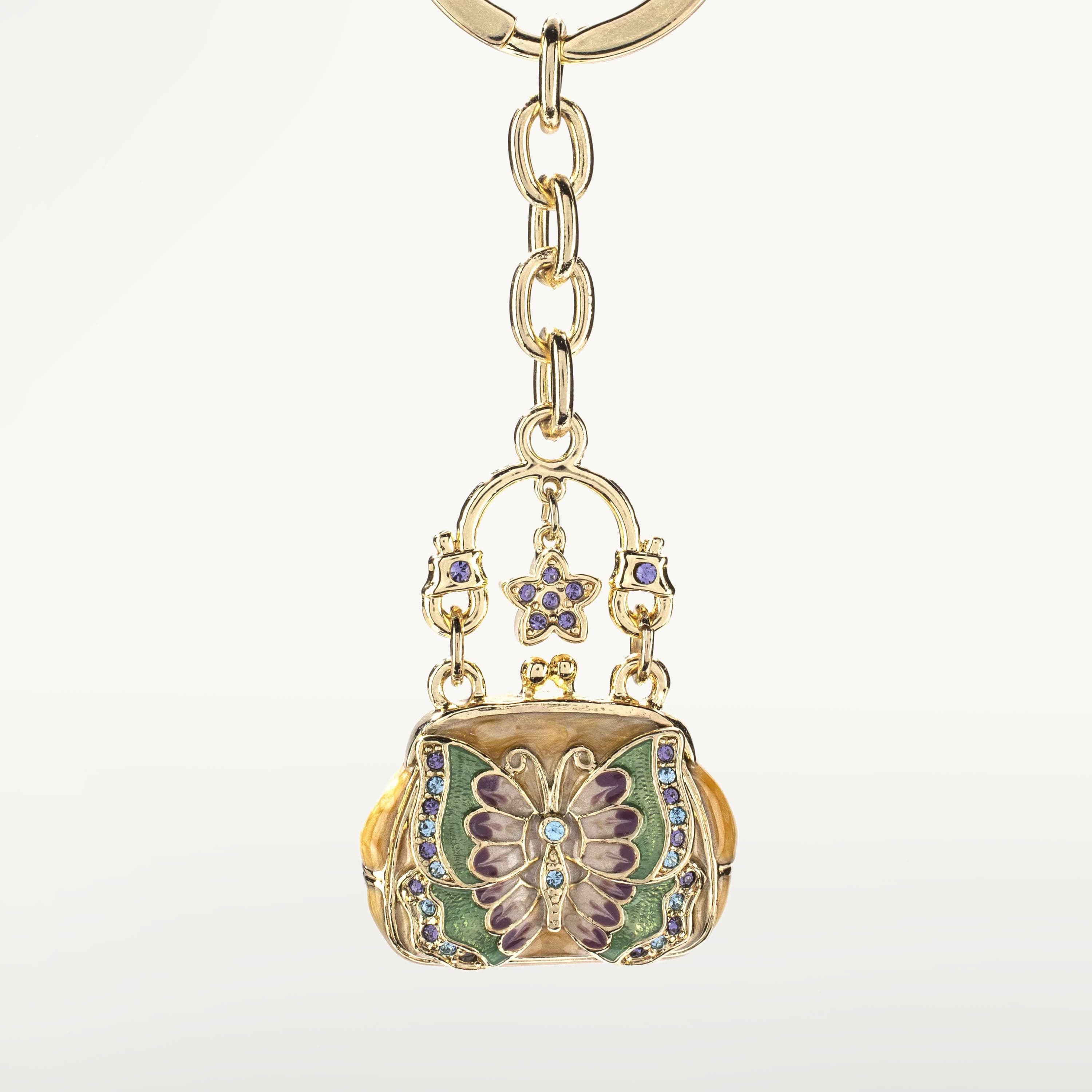 Kalifano Crystal Keychains Gold Butterfly Purse Keychain made with Swarovski Crystals SKC-015