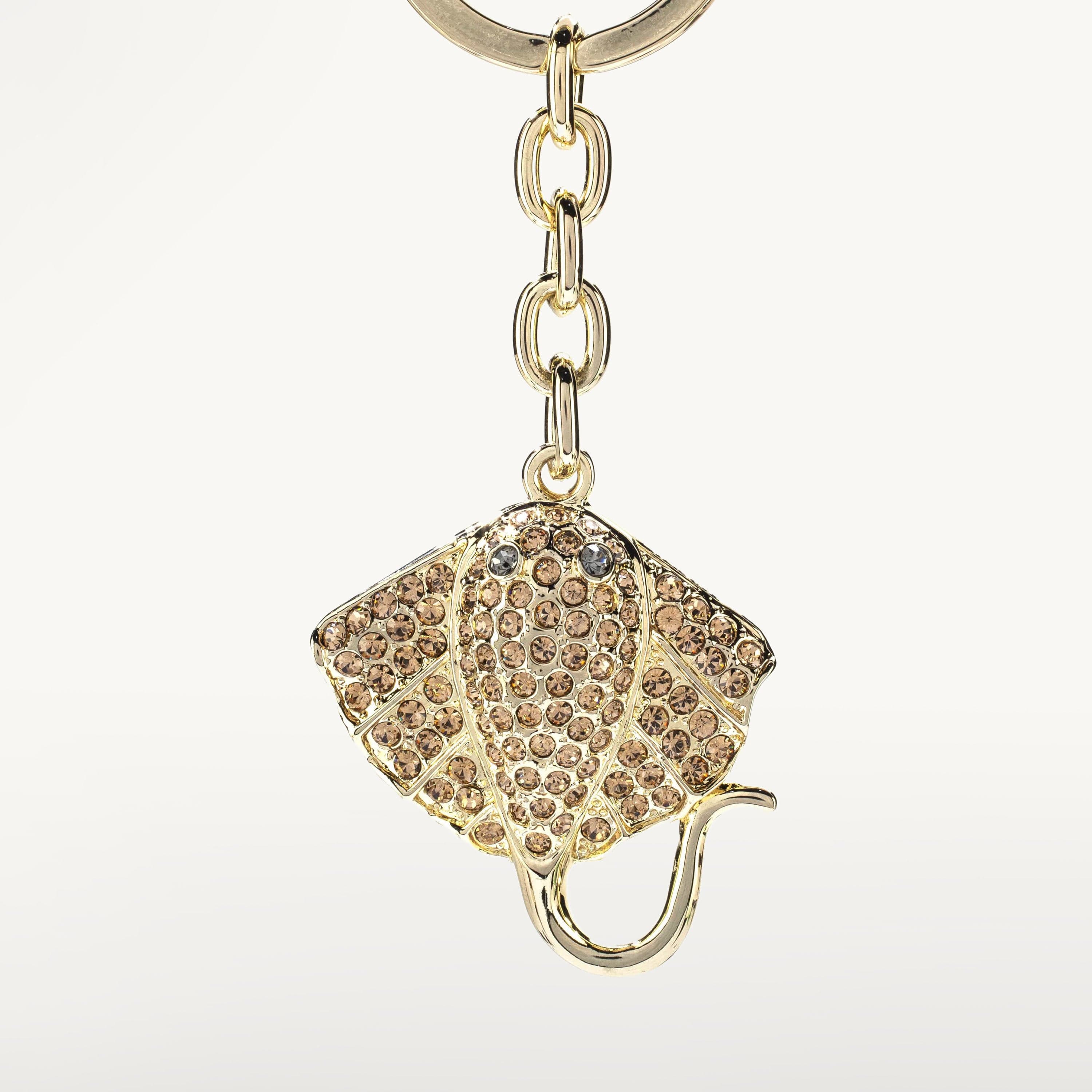 Kalifano Crystal Keychains Gold Sting Ray Keychain made with Swarovski Crystals SKC-122