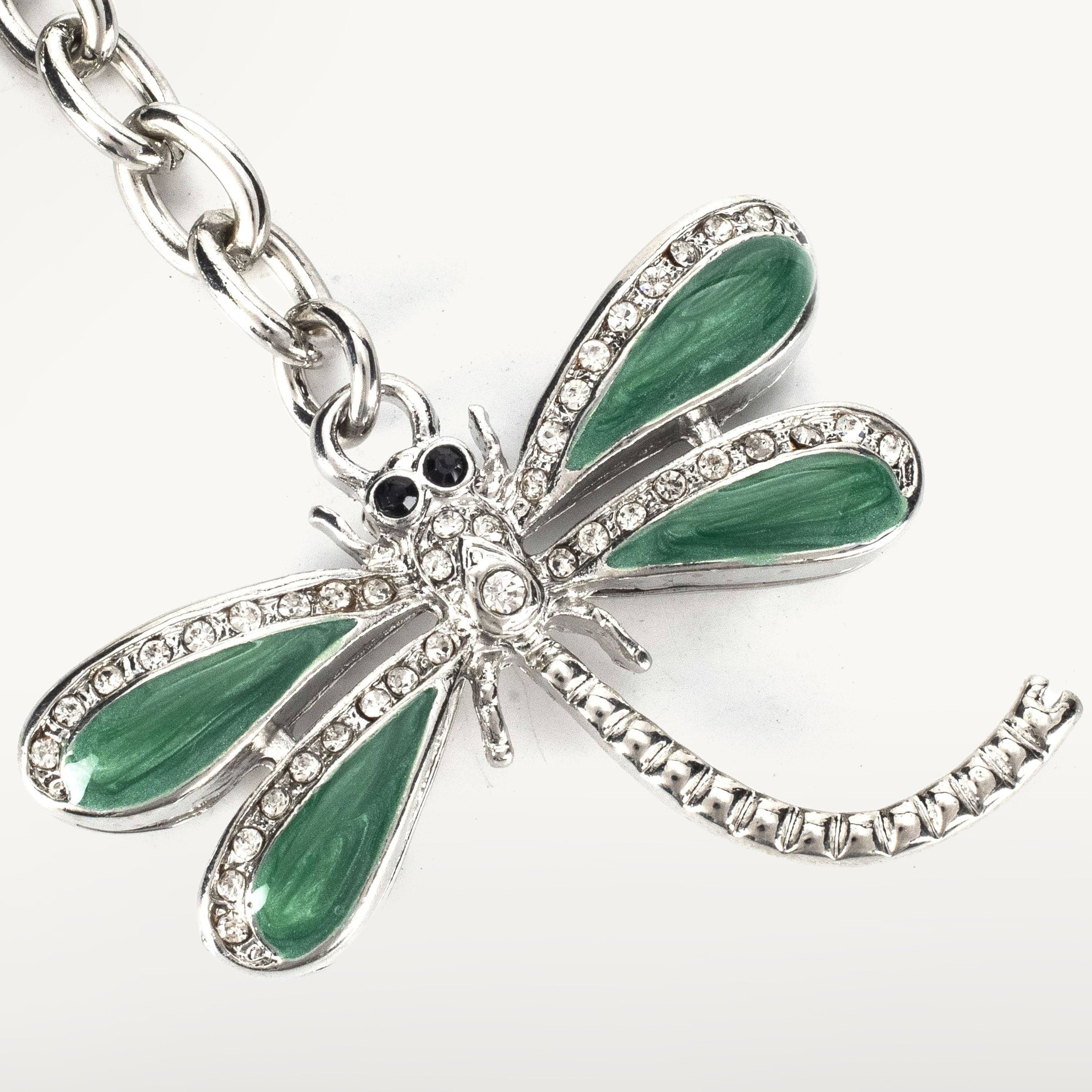 Kalifano Crystal Keychains Green Dragonfly Keychain made with Swarovski Crystals SKC-118