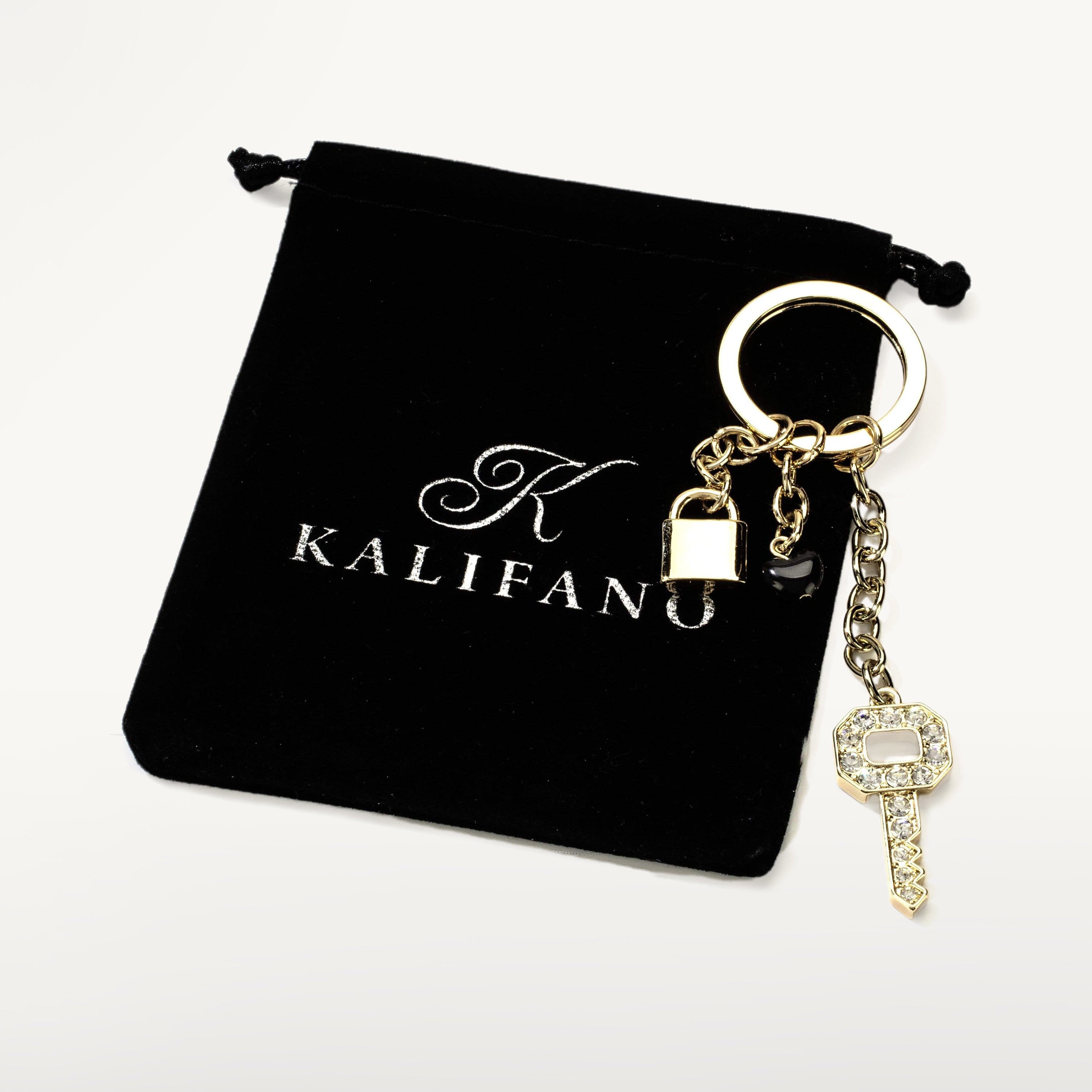 Kalifano Crystal Keychains Key with Lock Keychain made with Swarovski Crystals SKC-185