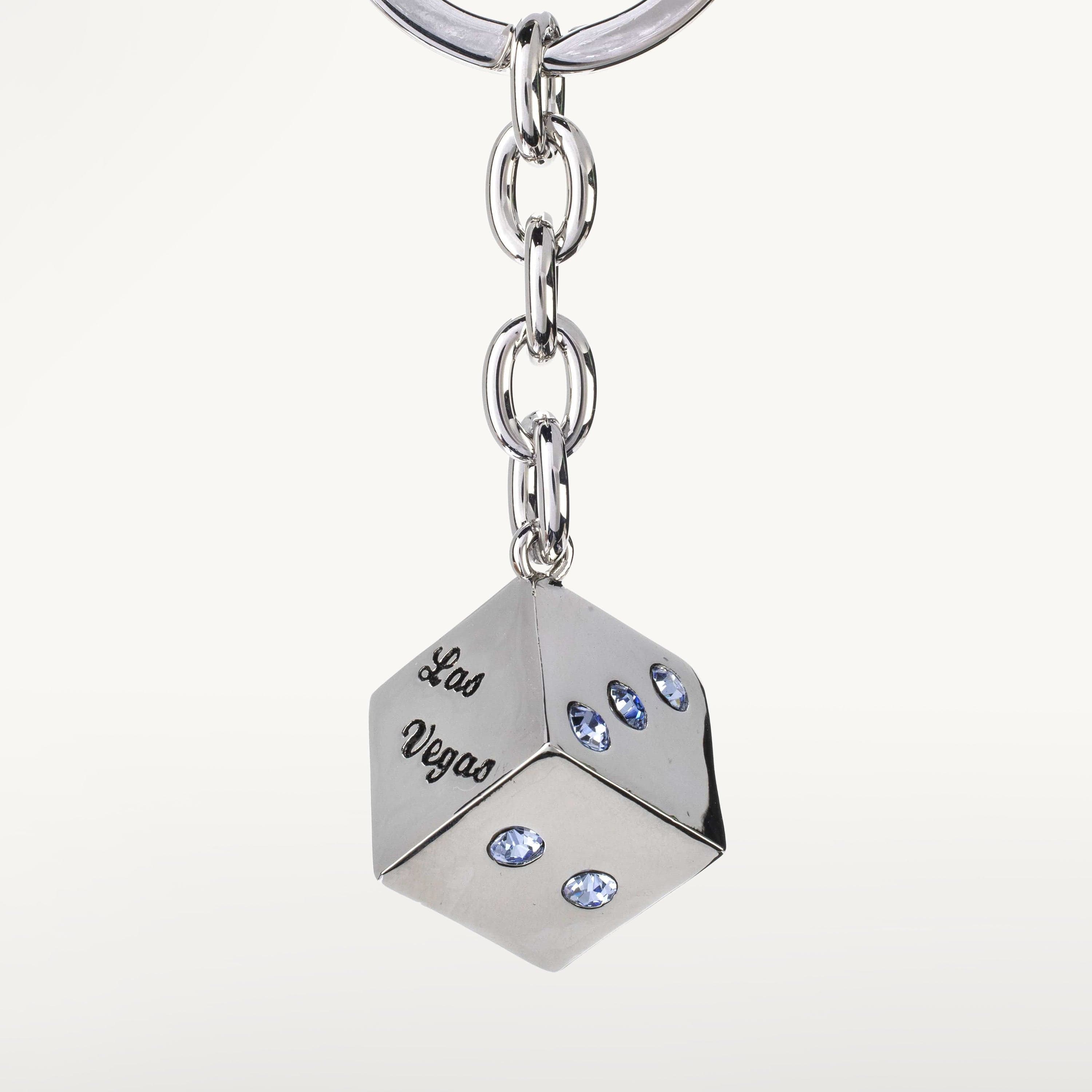 Kalifano Crystal Keychains Las Vegas Sapphire Dice Keychains made with Swarovski Crystals SKC-080