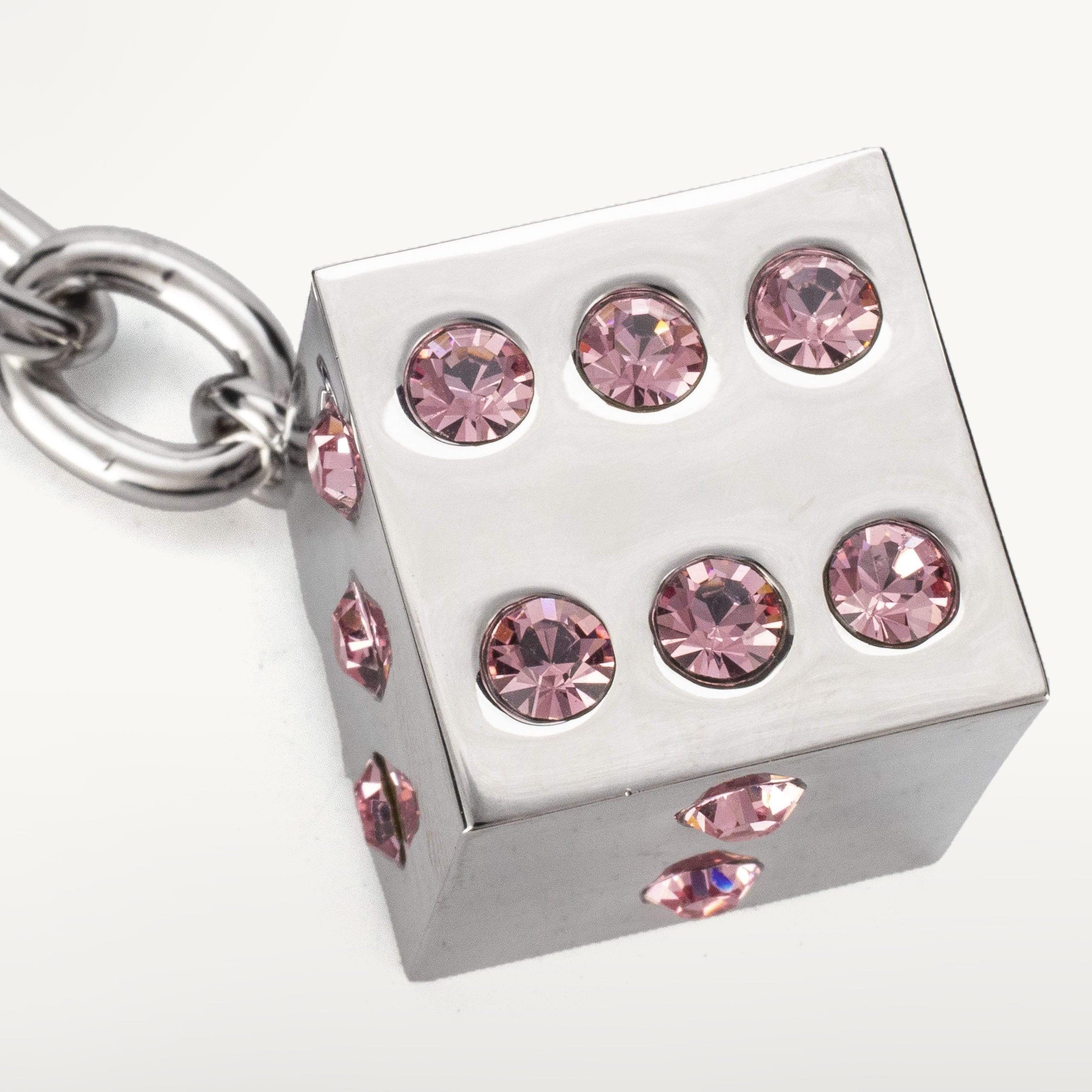 Kalifano Crystal Keychains Pink Dice Keychain made with Swarovski Crystals SKC-130