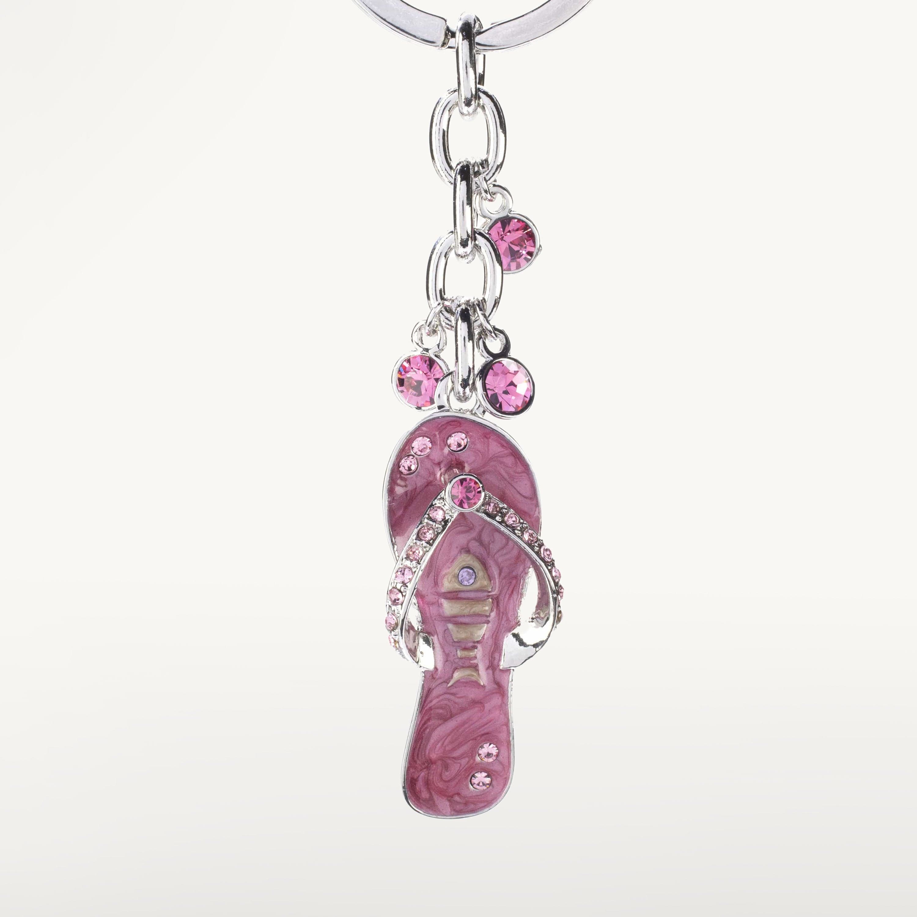 Kalifano Crystal Keychains Pink Flip Flop Keychain made with Swarovski Crystals SKC-066