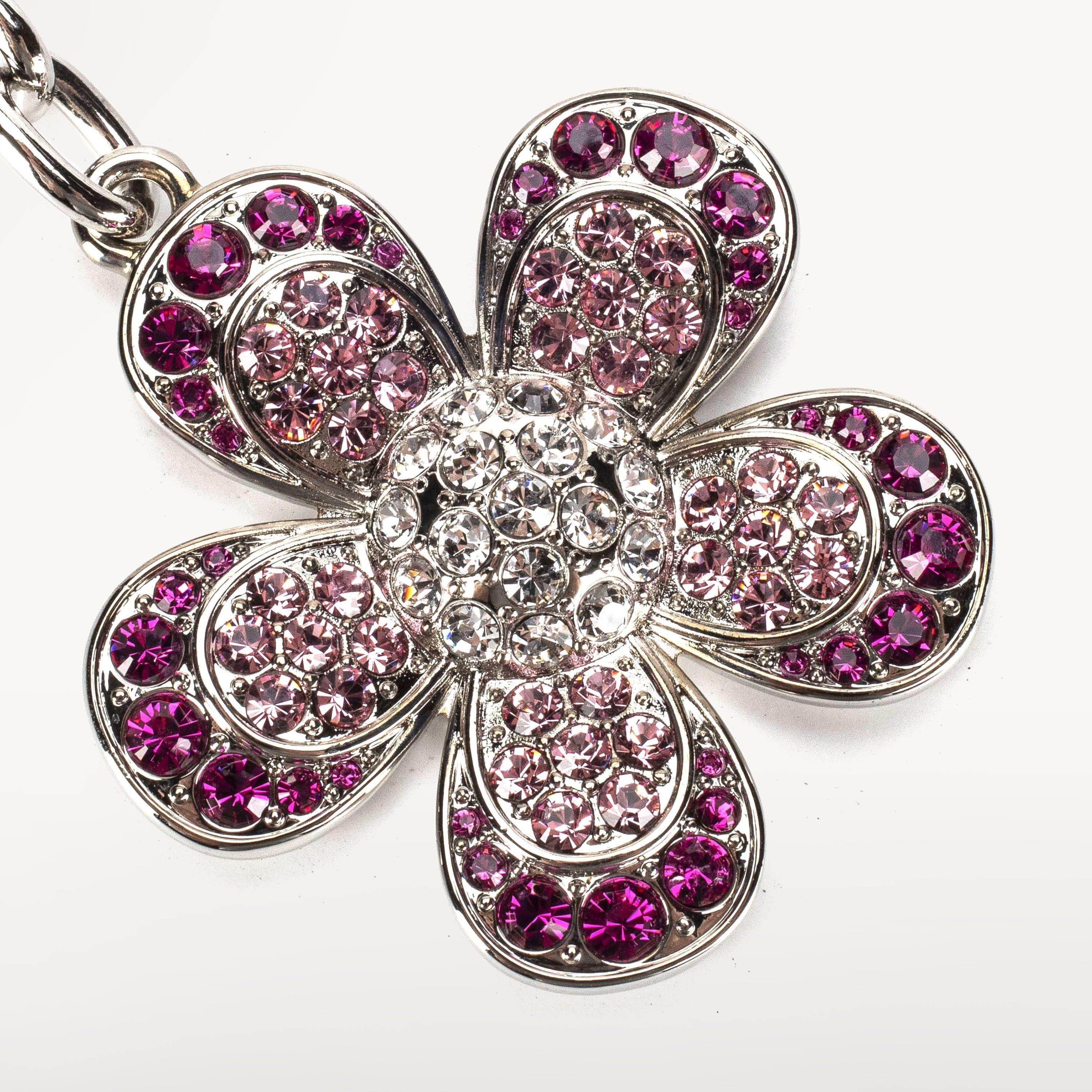 Kalifano Crystal Keychains Pink Flower Keychain made with Swarovski Crystals SKC-051