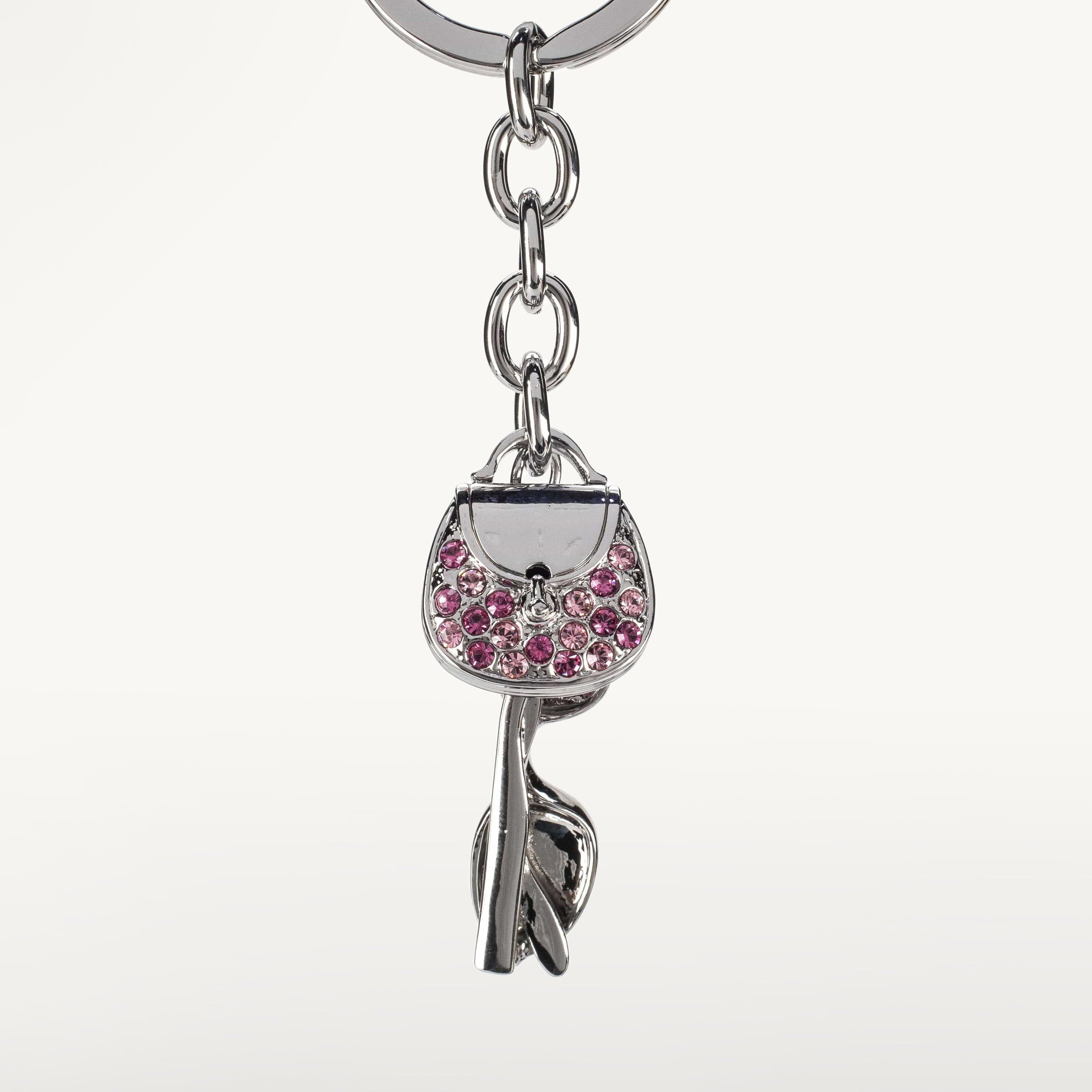 Kalifano Crystal Keychains Pink Glasses & Purse Keychain made with Swarovski Crystals SKC-035