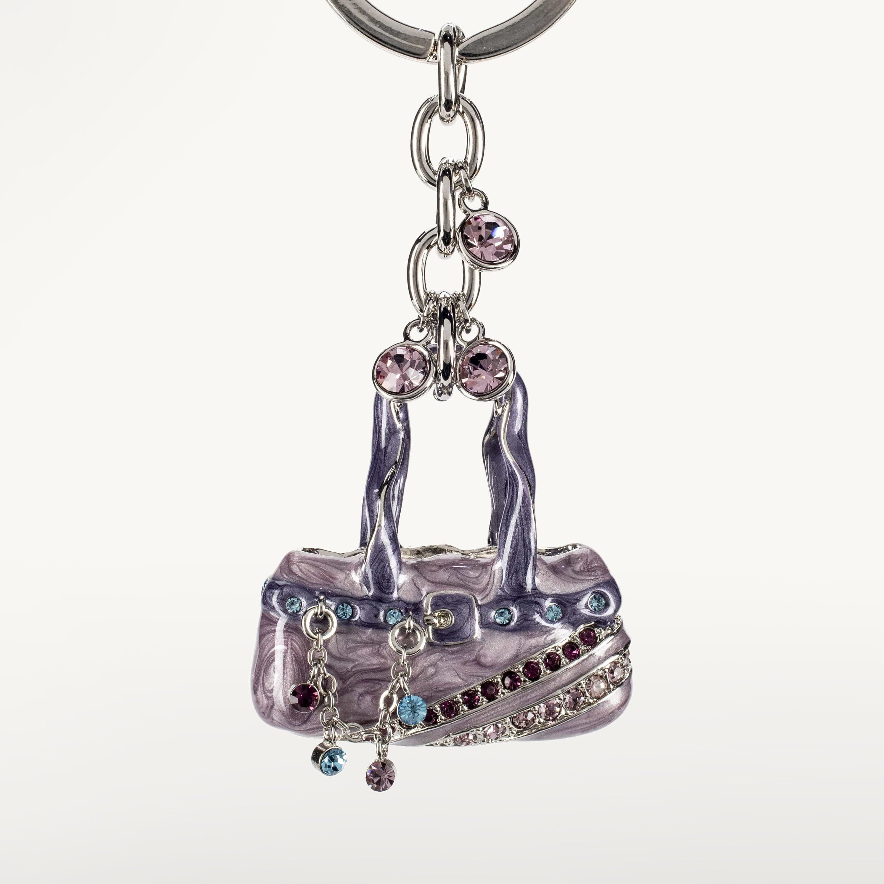 Kalifano Crystal Keychains Purple Handbag Keychain made with Swarovski Crystals SKC-009