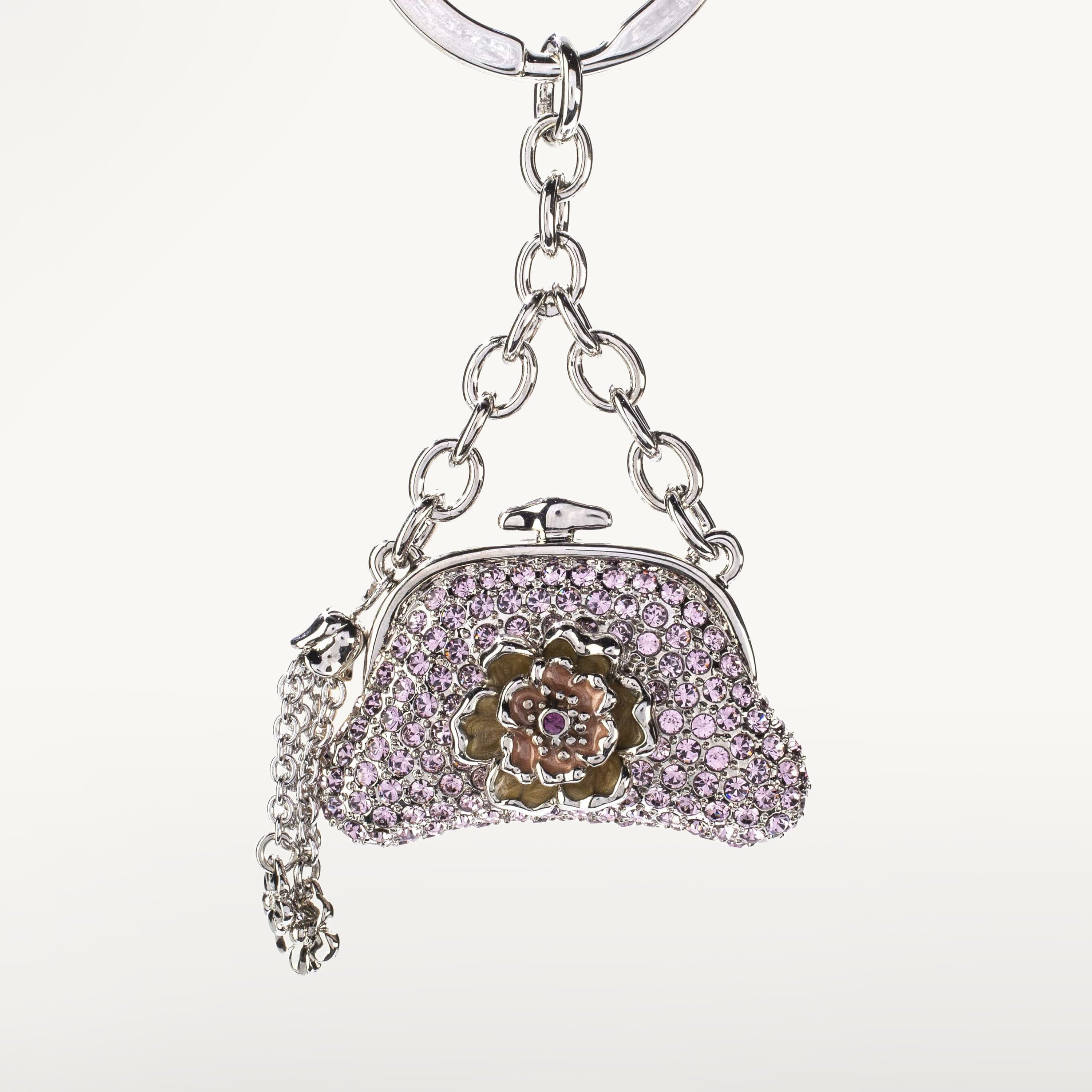 Kalifano Crystal Keychains Purple Purse Keychain made with Swarovski Crystals SKC-072