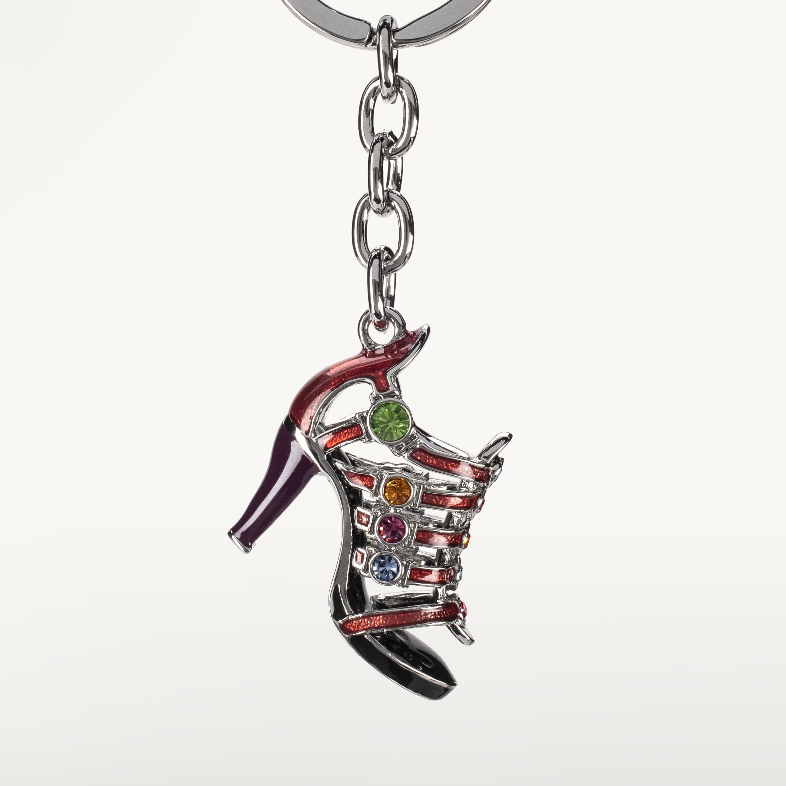 Kalifano Crystal Keychains Purple Rainbow Dress Shoe Keychain made with Swarovski Crystals SKC-168