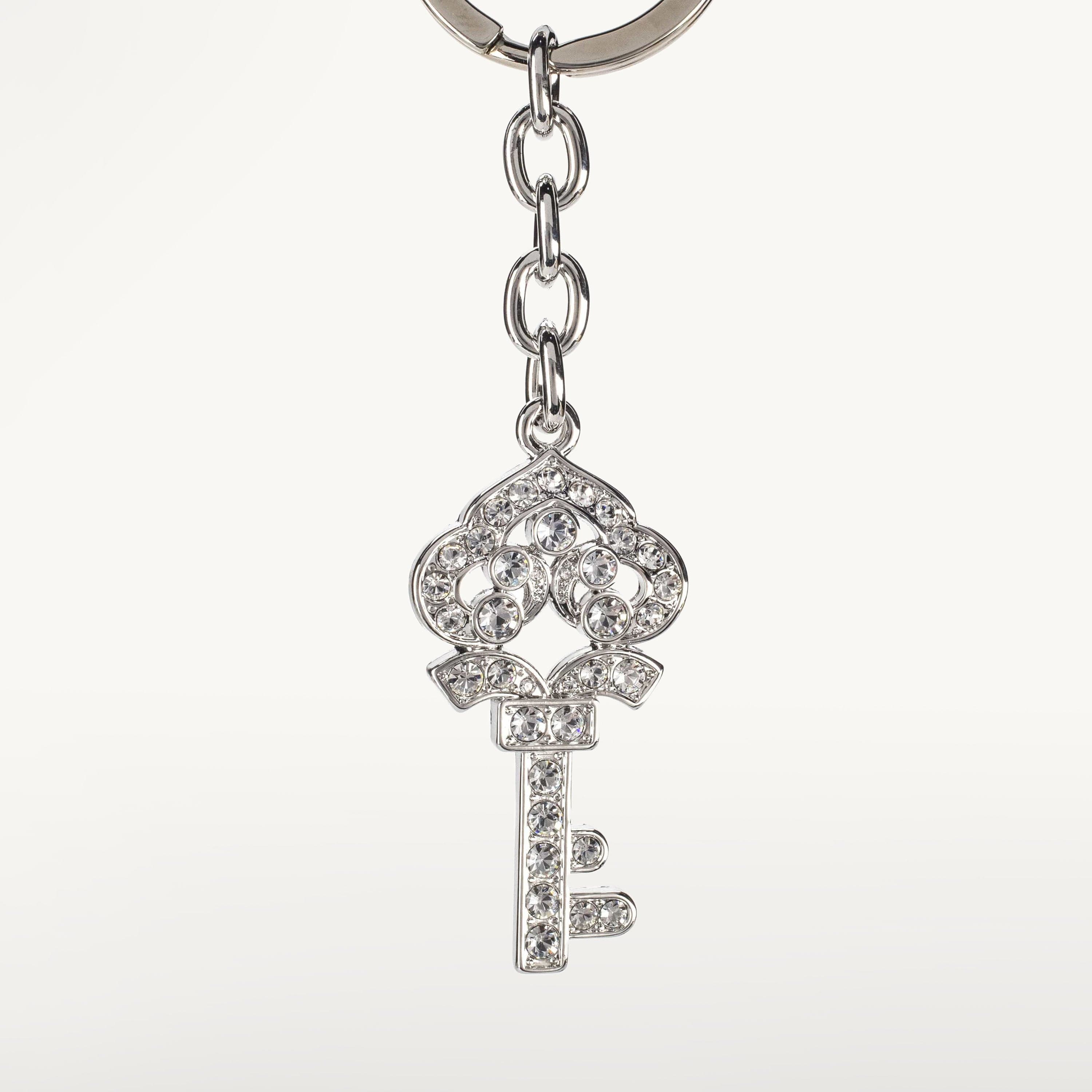 Kalifano Crystal Keychains Silver Crown Key Keychain made with Swarovski Crystals SKC-138