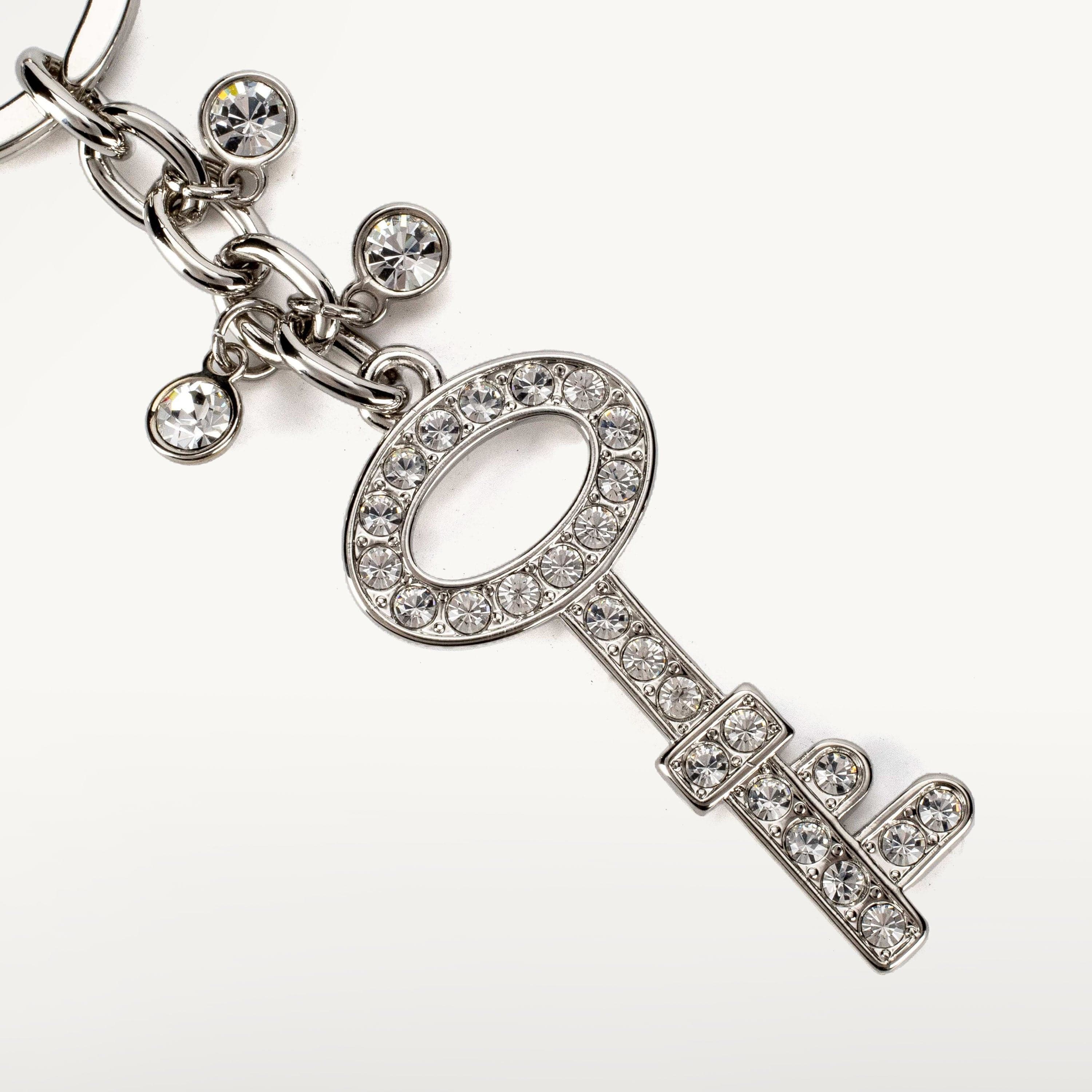 Kalifano Crystal Keychains Silver Key Two Keychain made with Swarovski Crystals SKC-140