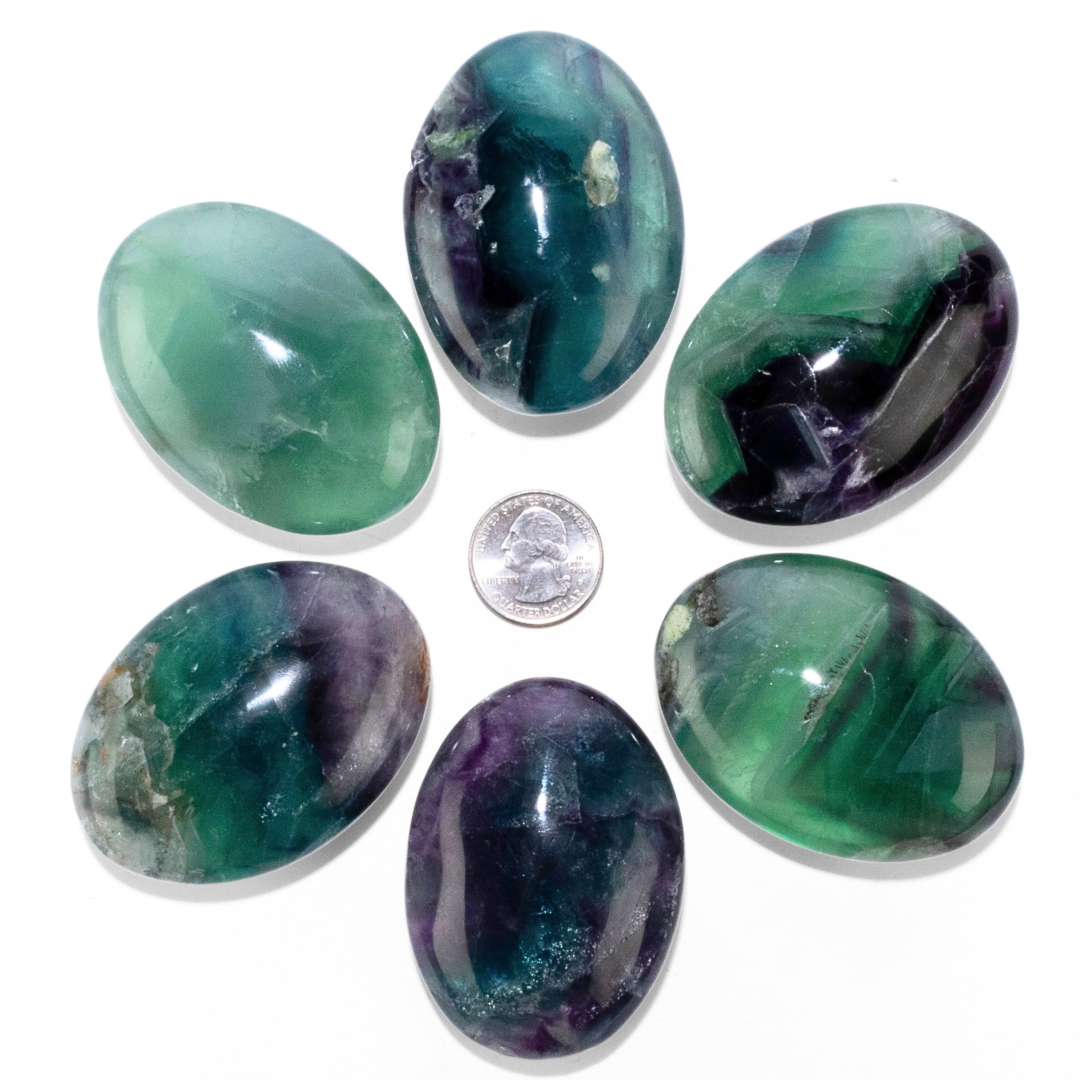 KALIFANO Fluorite Fluorite Palm Stone PS60-FL