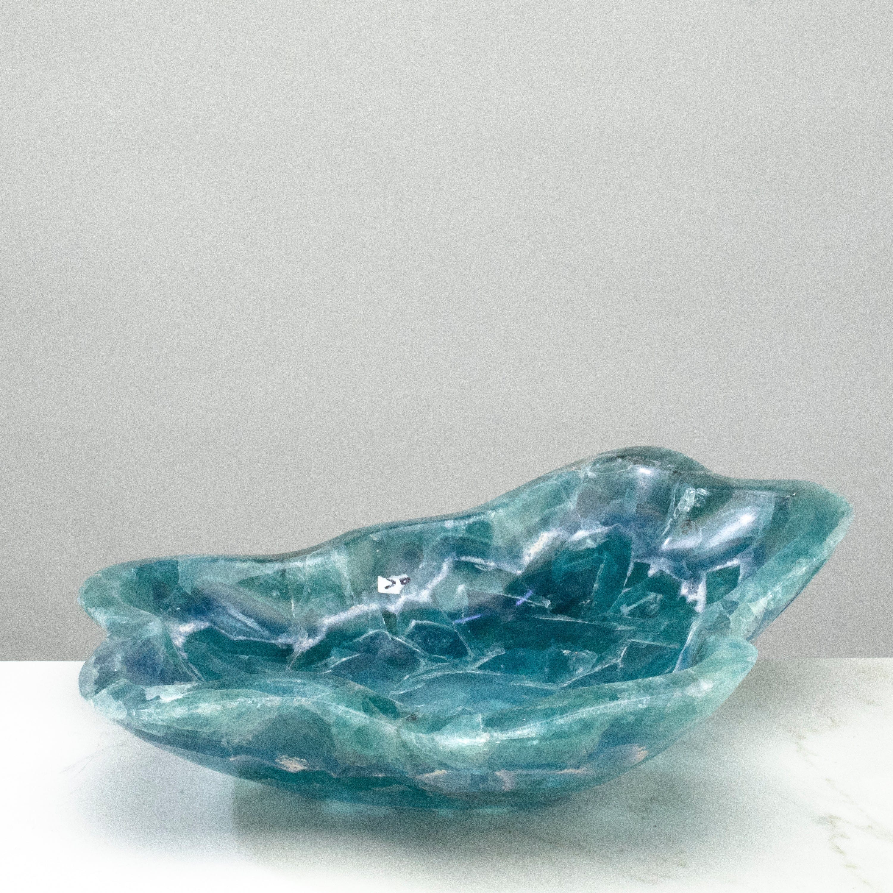 KALIFANO Gemstone Bowls Natural Blue / Green Fluorite Bowl 13" BFL7200.004