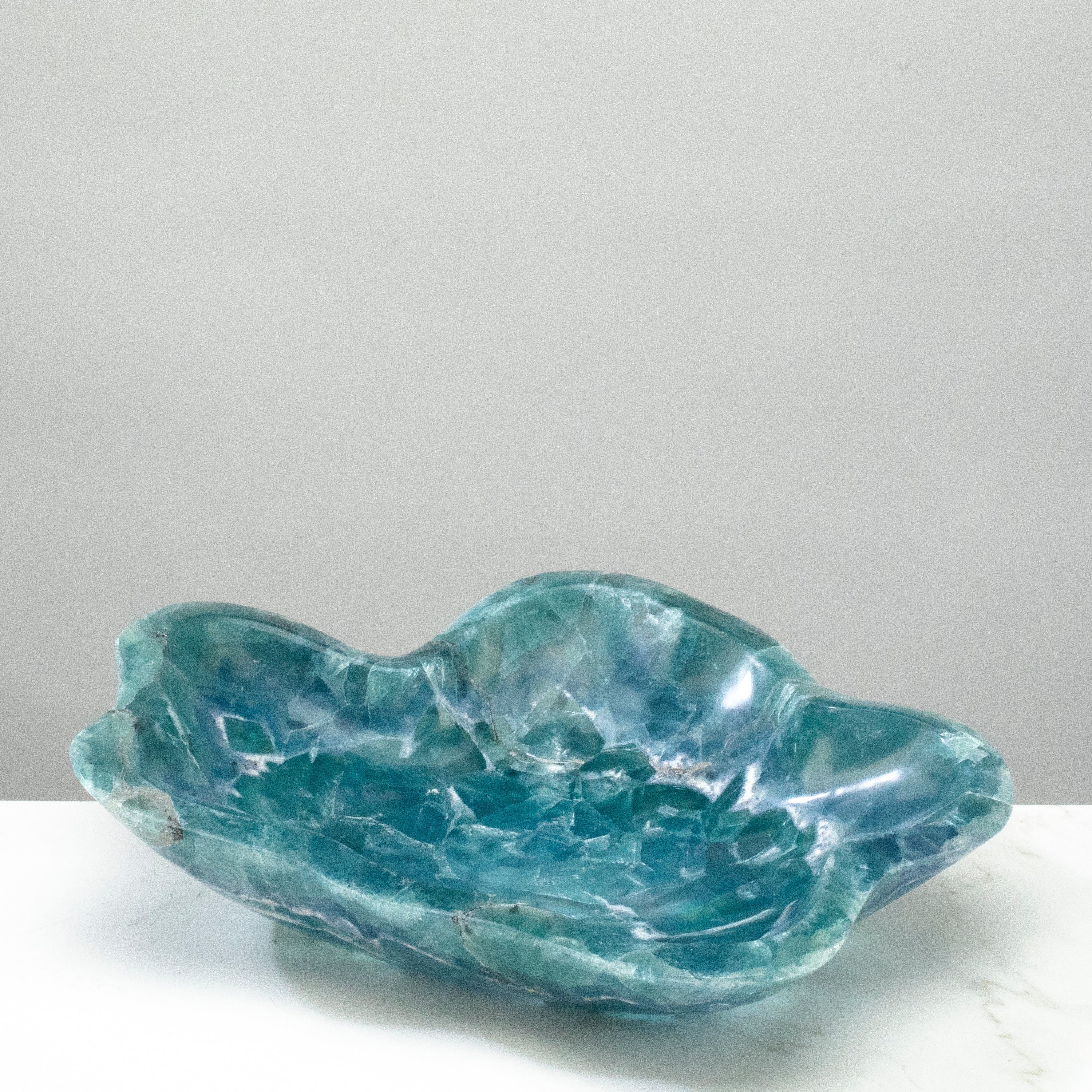 KALIFANO Gemstone Bowls Natural Blue / Green Fluorite Bowl 13" BFL7200.004