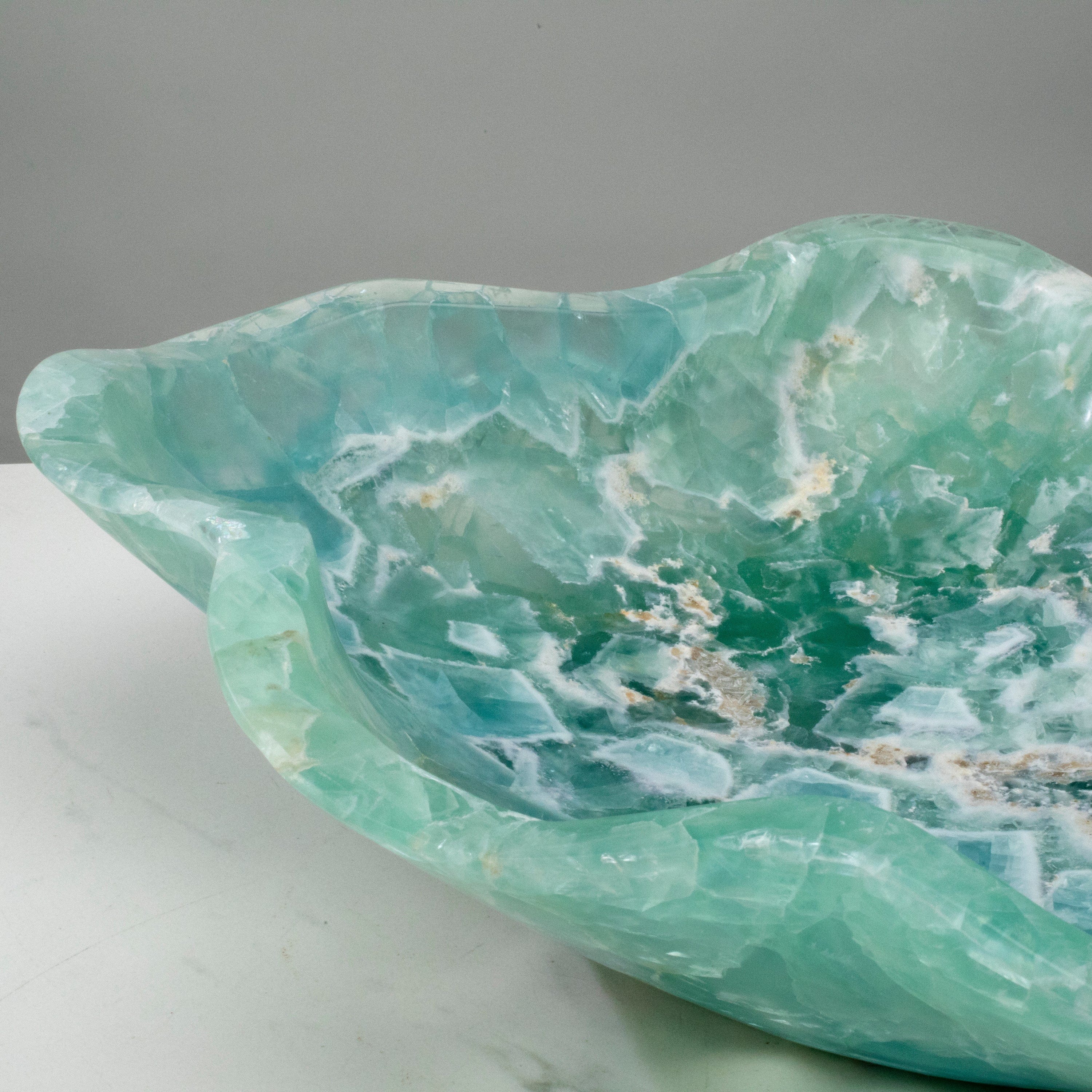 KALIFANO Gemstone Bowls Natural Blue / Green Fluorite Bowl 14.5" BFL7200.003