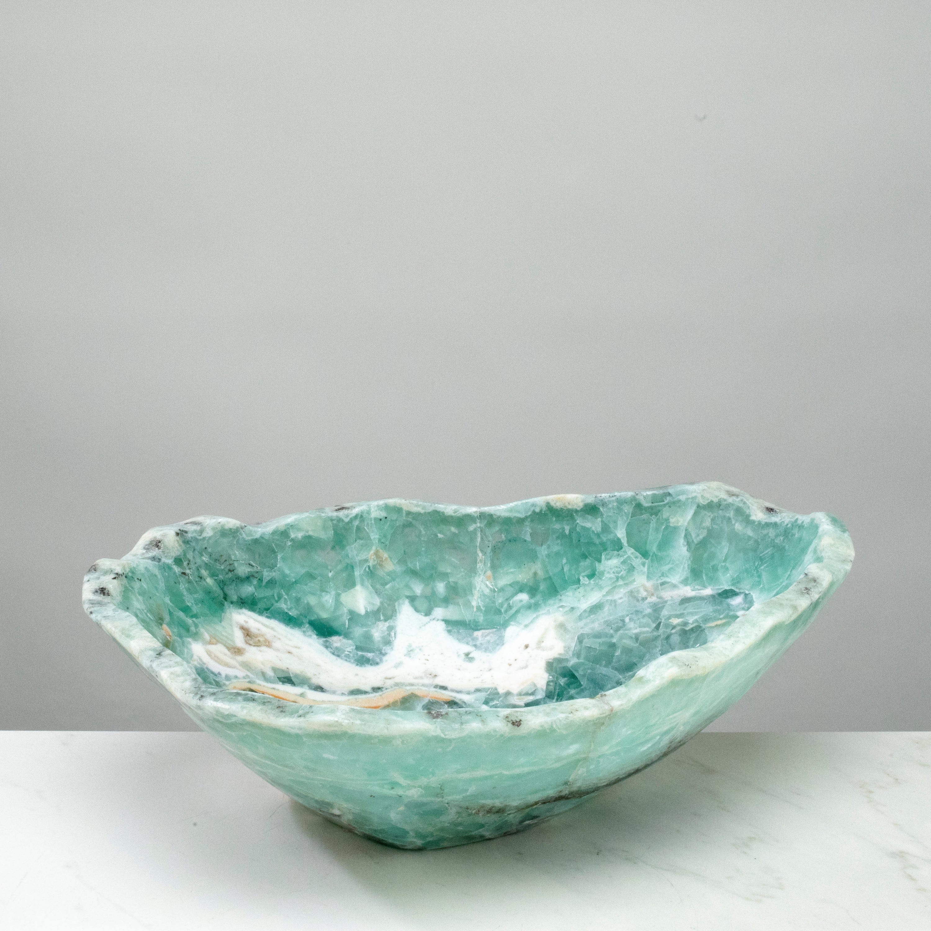 KALIFANO Gemstone Bowls Natural Blue / Green Fluorite Bowl 15" BFL7200.001